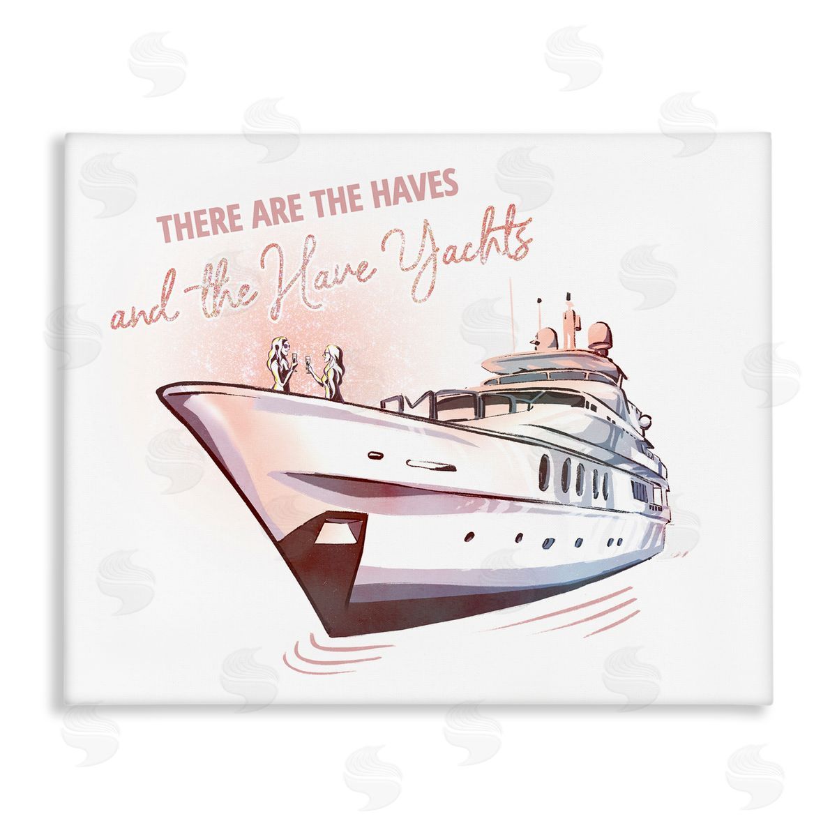 Ziwei Li Haves and Have Yachts Upscale Glam Humor Typography Stretched Canvas Wall Art Print