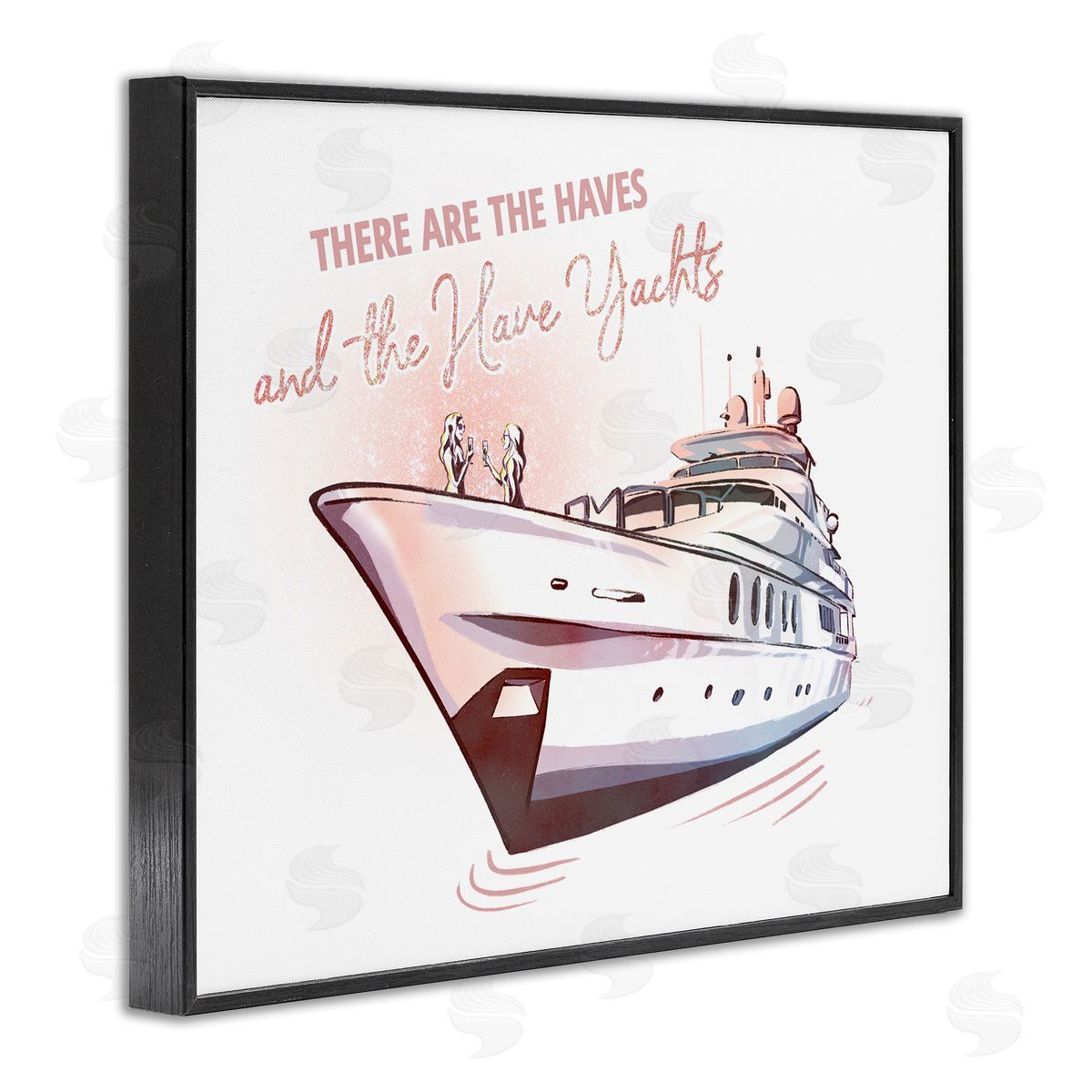 Ziwei Li Haves and Have Yachts Upscale Glam Humor Typography Black Framed Giclee Wall Art Print