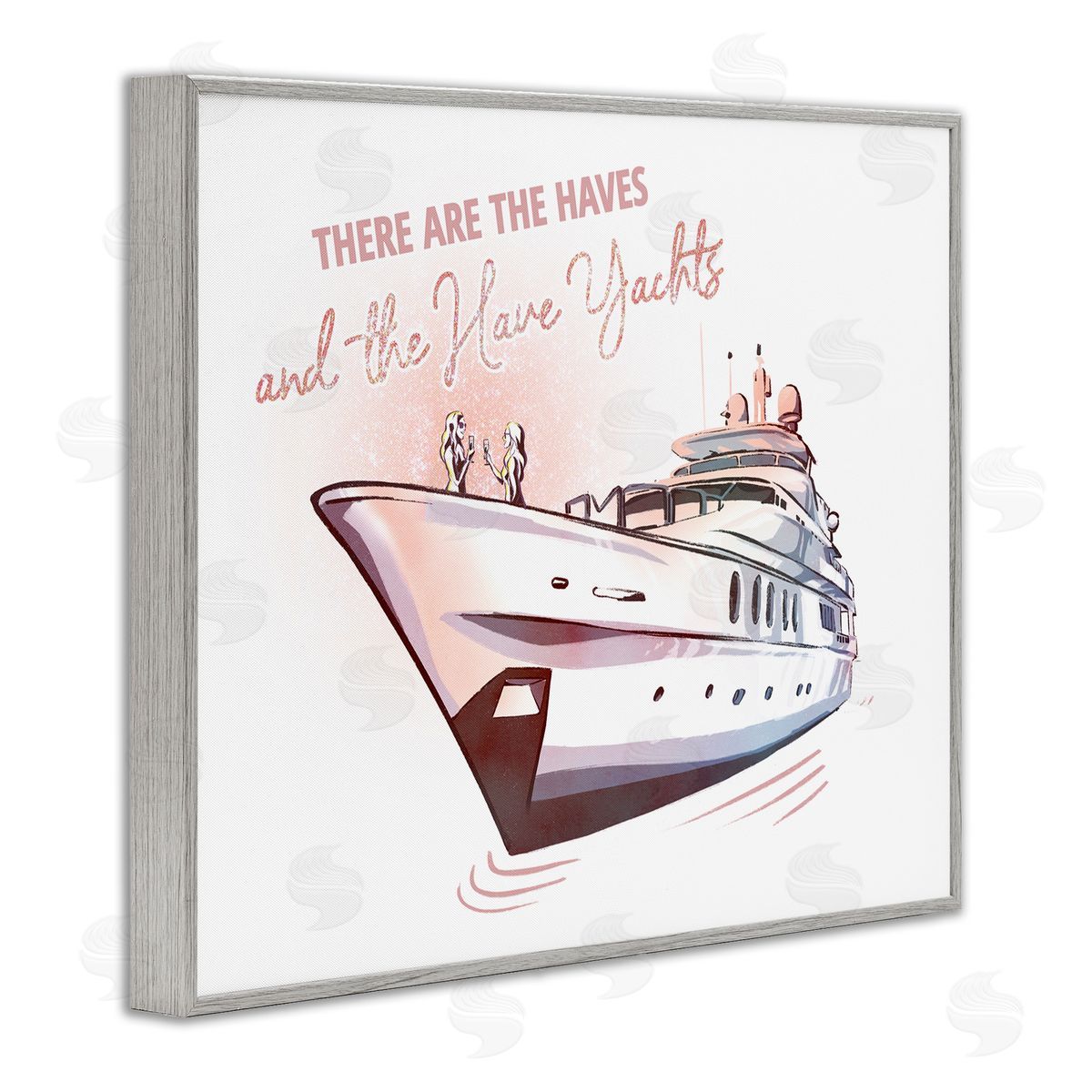 Ziwei Li Haves and Have Yachts Upscale Glam Humor Typography Gray Framed Giclee Wall Art Print