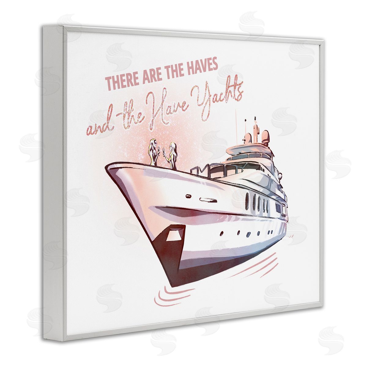 Ziwei Li Haves and Have Yachts Upscale Glam Humor Typography White Framed Giclee Wall Art Print