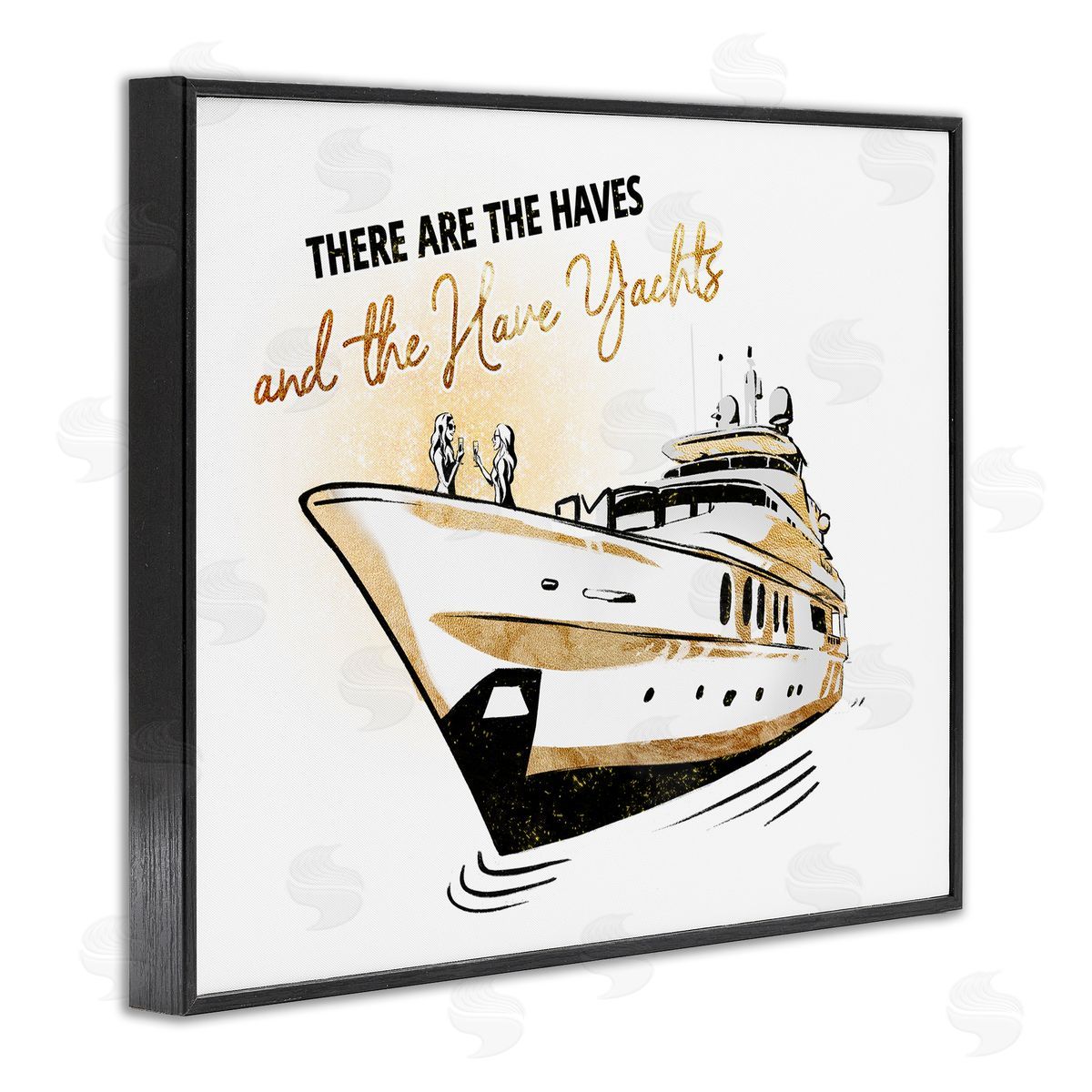 Ziwei Li Haves and Have Yachts Trendy Luxury Glam Phrase  Black Framed Giclee Wall Art Print