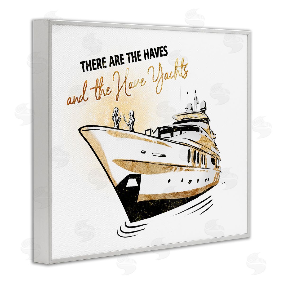 Ziwei Li Haves and Have Yachts Trendy Luxury Glam Phrase  White Framed Giclee Wall Art Print