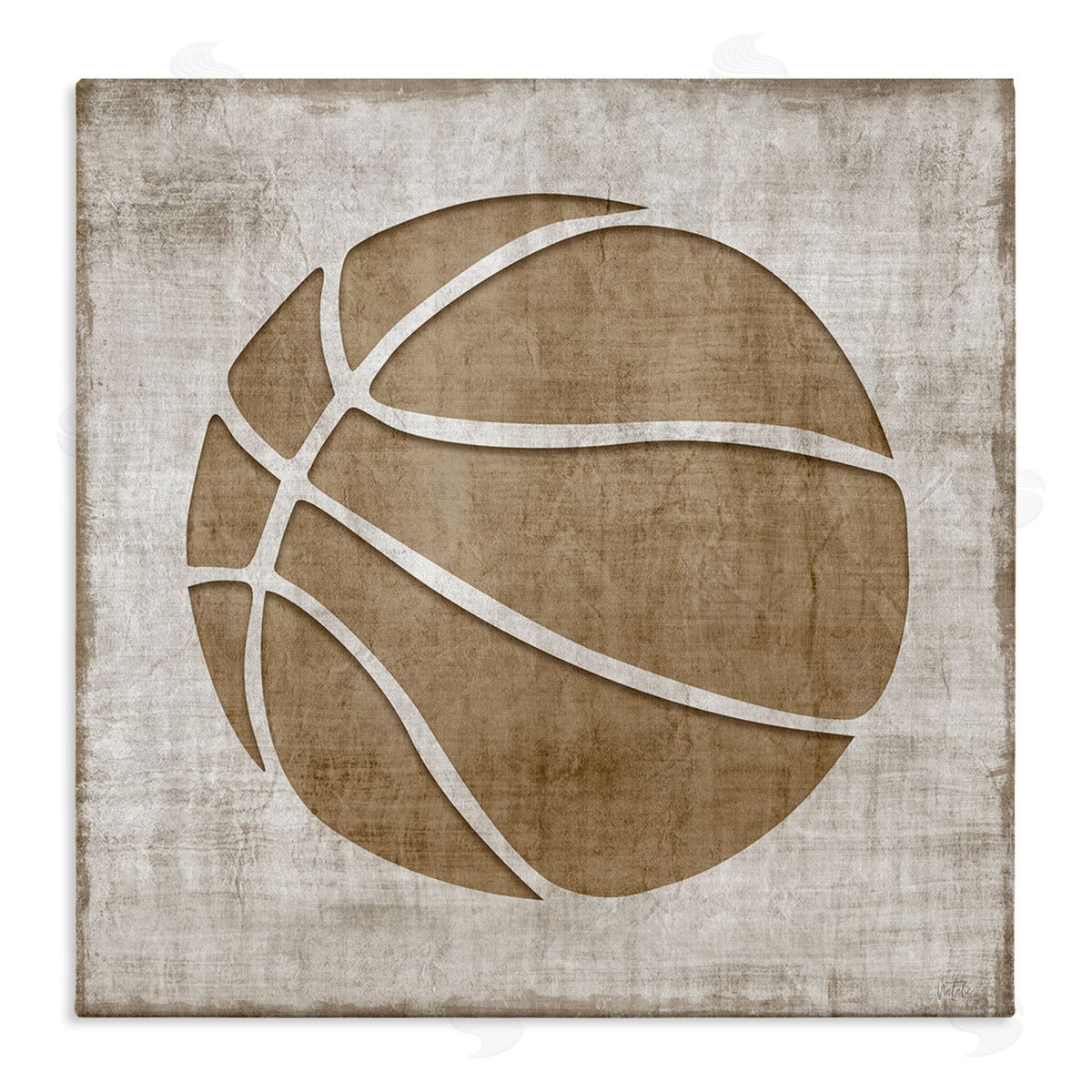 Natalie Carpentieri Rustic Basketball Silhouette Shape Sports Team Ball  Stretched Canvas Wall Art Print