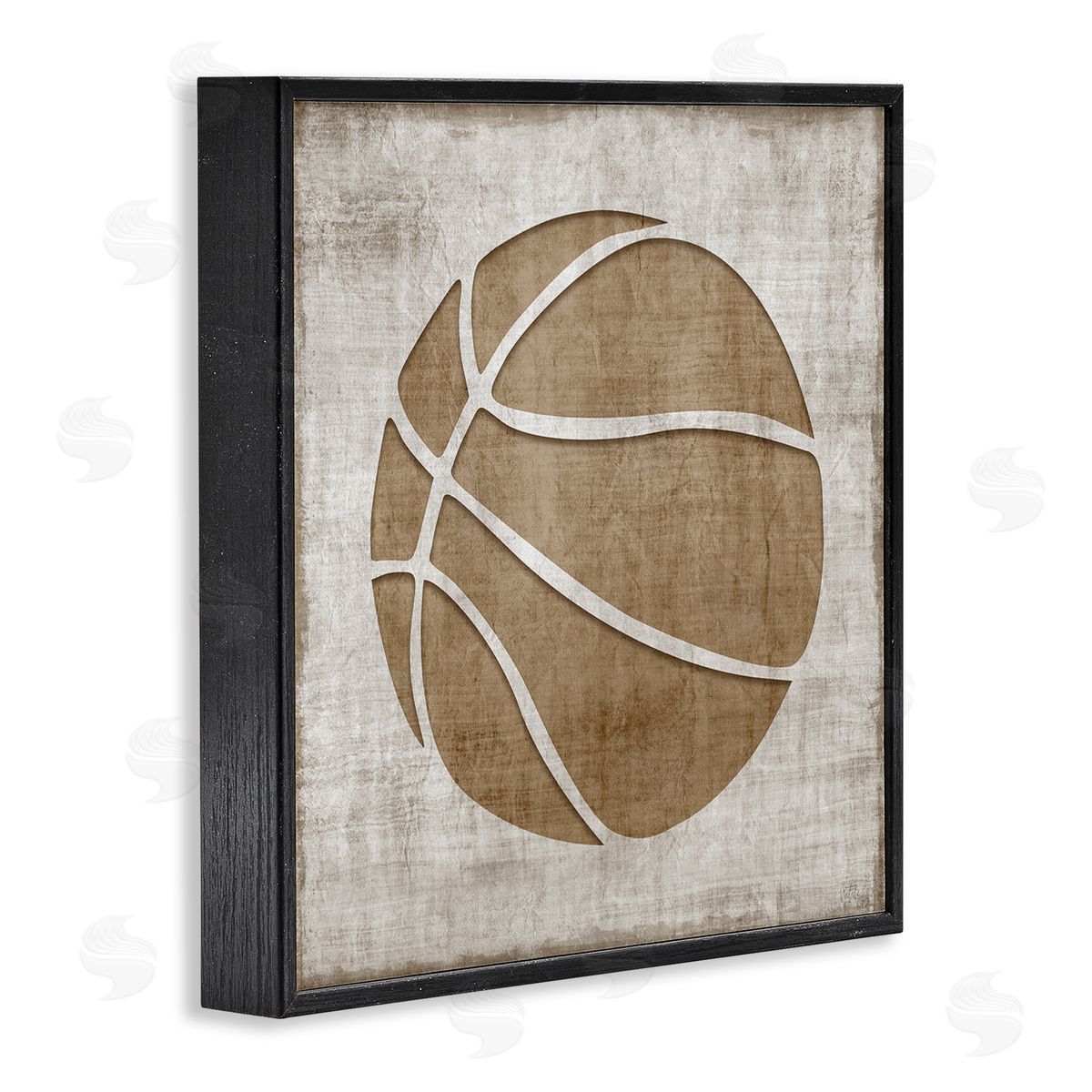 Natalie Carpentieri Rustic Basketball Silhouette Shape Sports Team Ball  Black Framed Glicee Wall Art Print