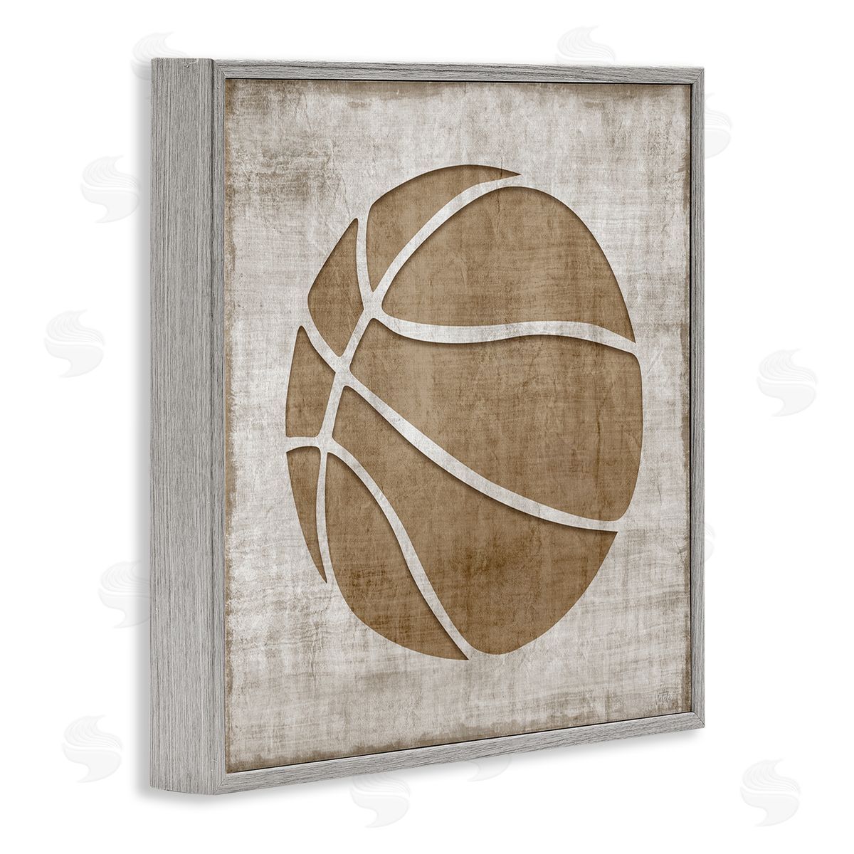 Natalie Carpentieri Rustic Basketball Silhouette Shape Sports Team Ball  Gray Framed Glicee Wall Art Print