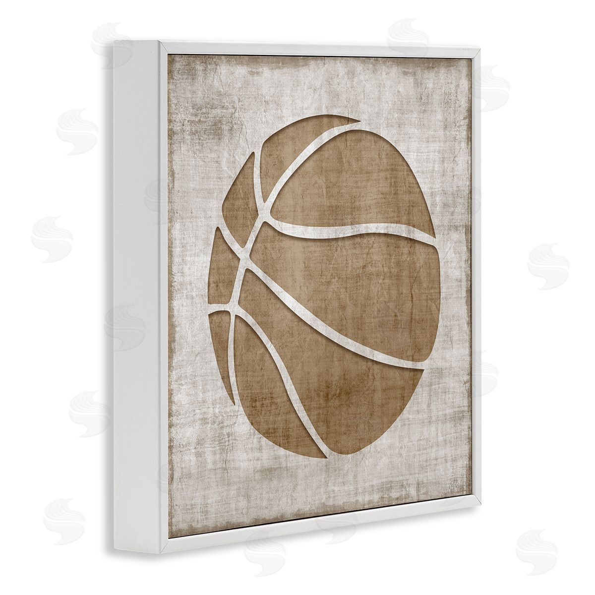 Natalie Carpentieri Rustic Basketball Silhouette Shape Sports Team Ball  White Framed Glicee Wall Art Print