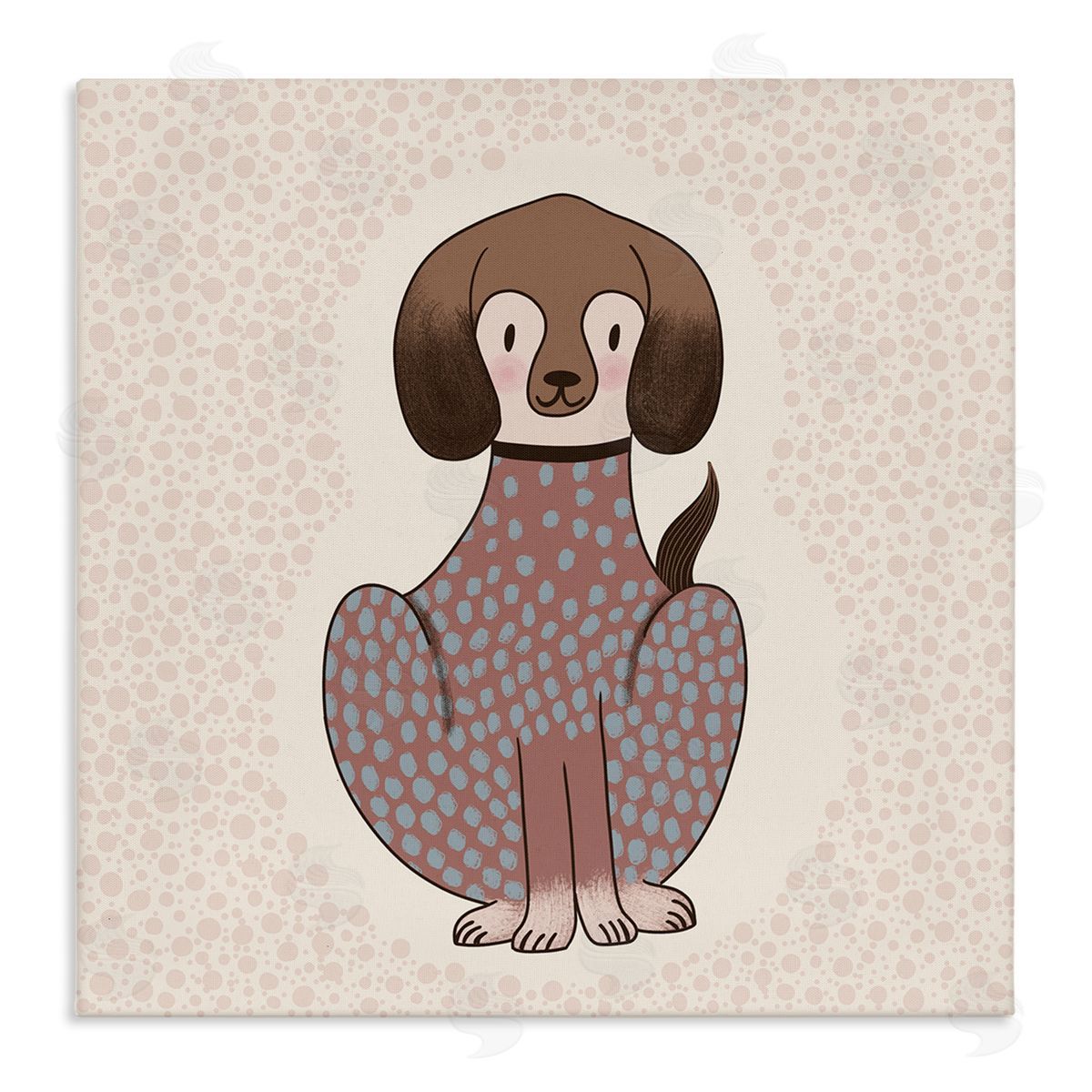 Birgit Maria Kiennast Adorable Spotted Dog Kids Polka Dot Patterned Animal Stretched Canvas Wall Art Print