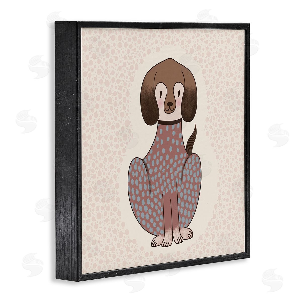 Birgit Maria Kiennast Adorable Spotted Dog Kids Polka Dot Patterned Animal Black Framed Glicee Wall Art Print