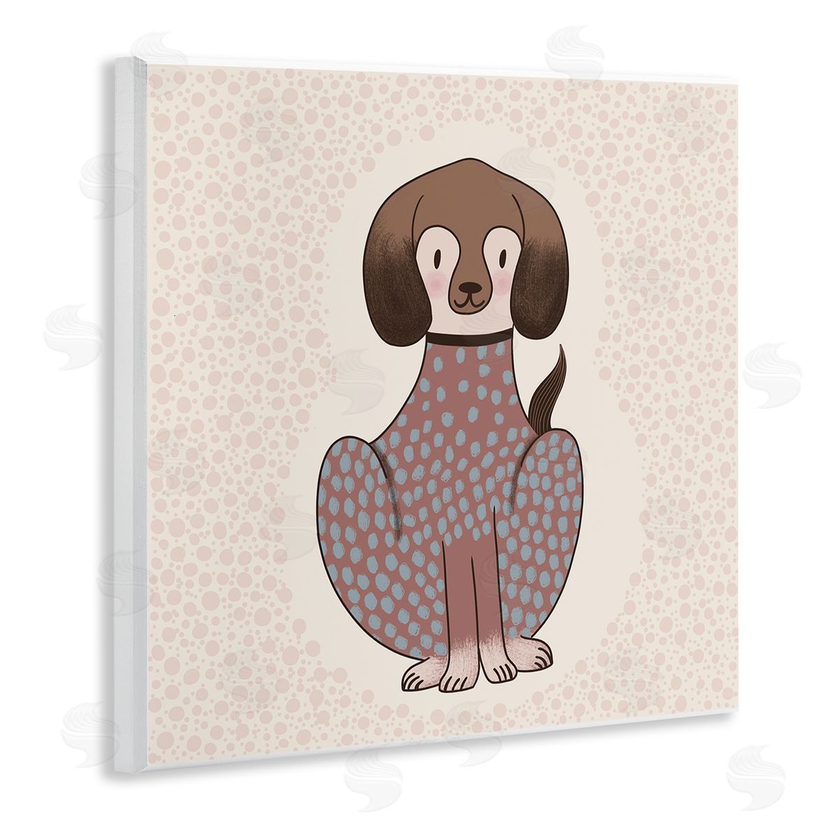 Birgit Maria Kiennast Adorable Spotted Dog Kids Polka Dot Patterned Animal Wooden Wall Plaque Art Print