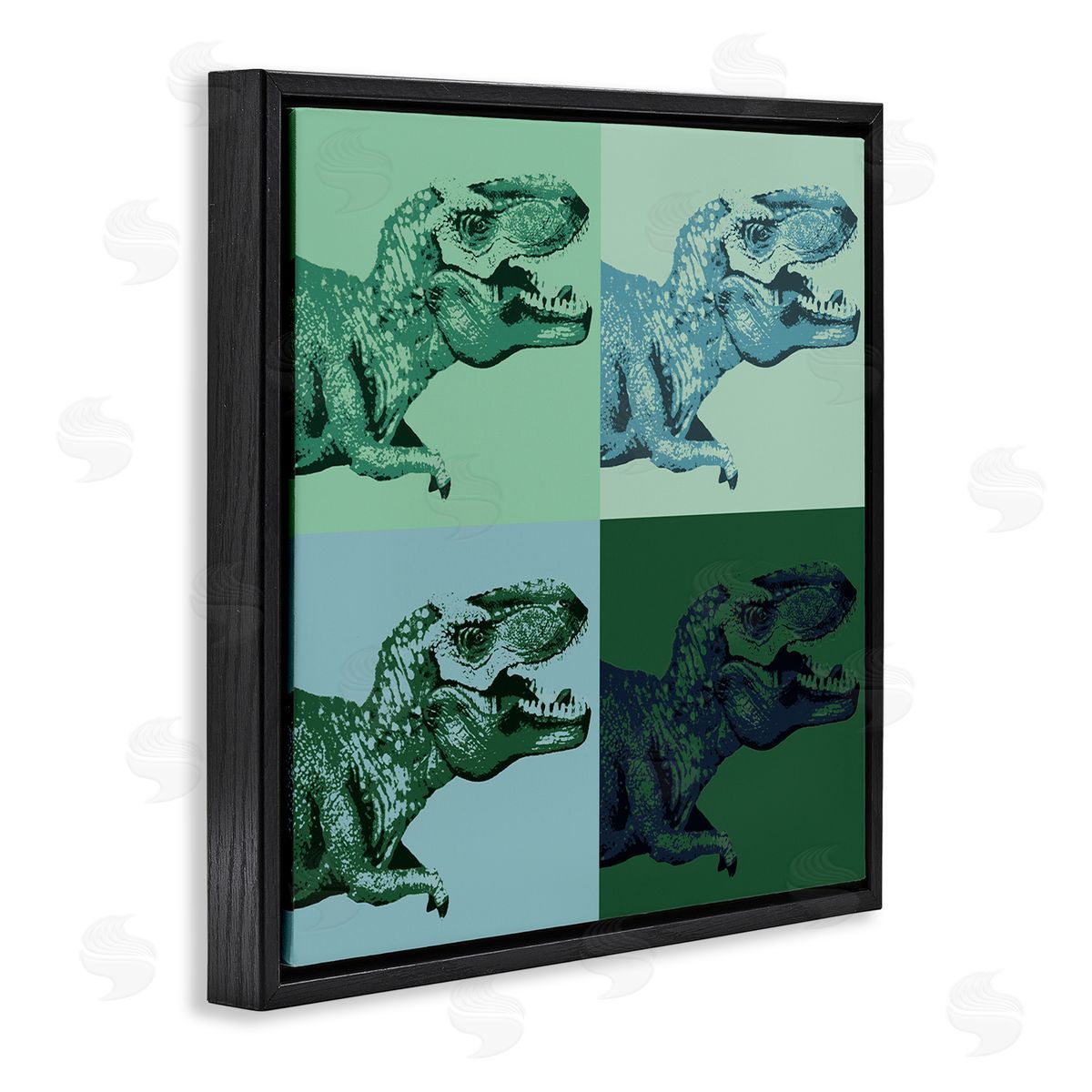 Vintage Roaring T-Rex Dinosaur Black Floating Frame Canvas Wall Art, Home Decor by Stupell Studio