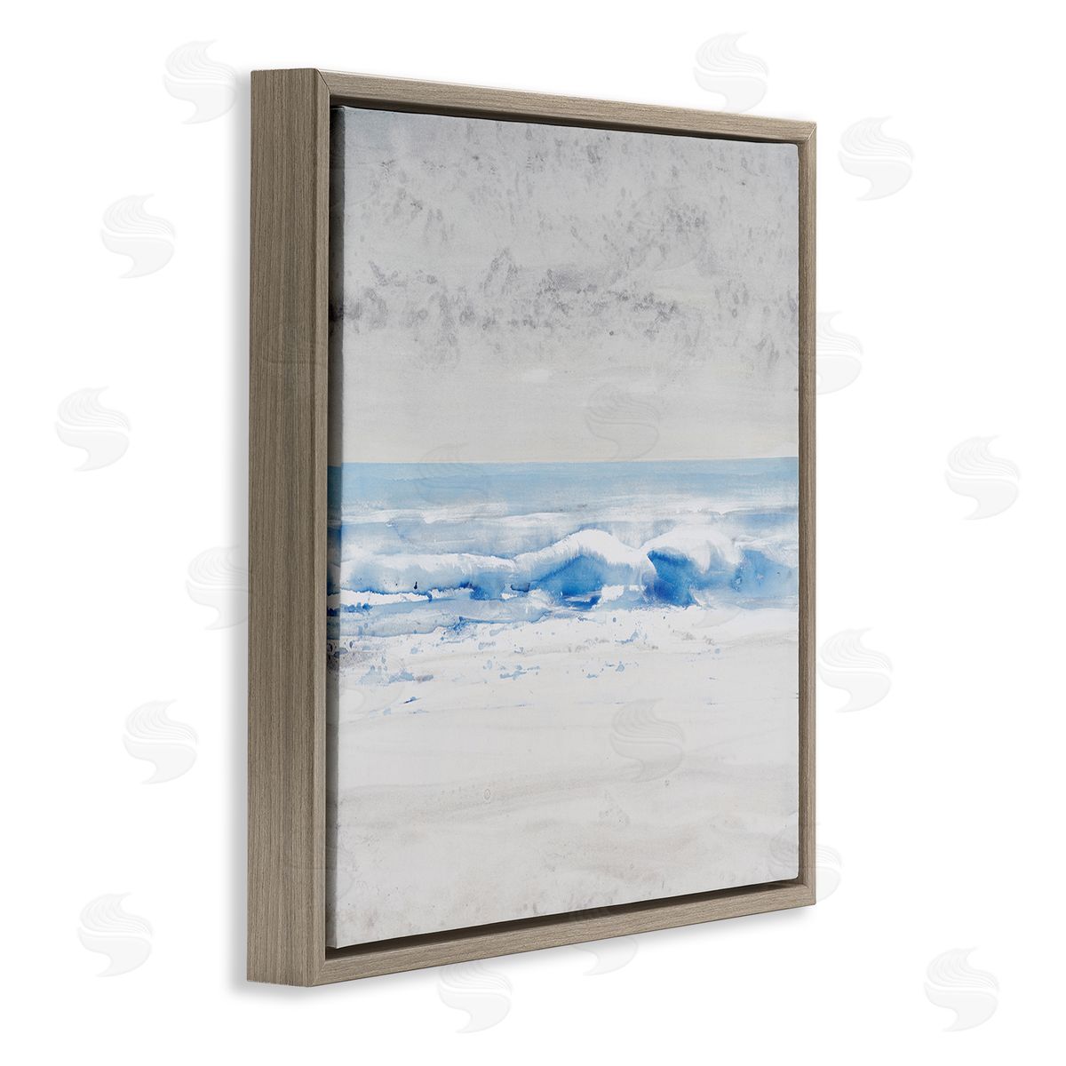 Tim O'Toole Abstract Ocean Shoreline Waves Nautical Beach Design Brown Floating Frame Canvas Wall Art Print