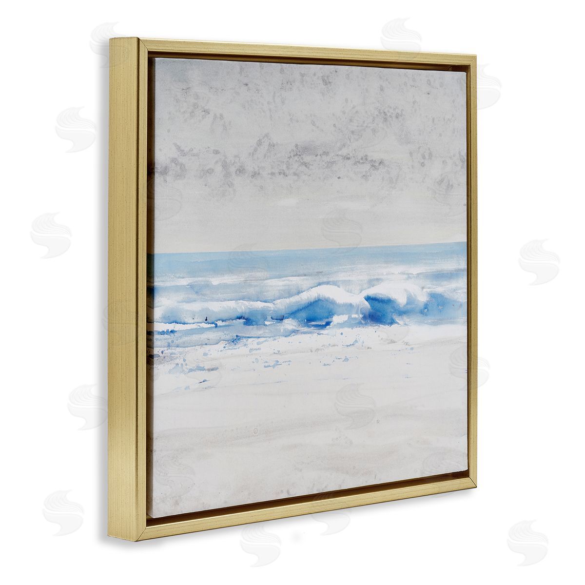 Tim O'Toole Abstract Ocean Shoreline Waves Nautical Beach Design Gold Floating Frame Canvas Wall Art Print