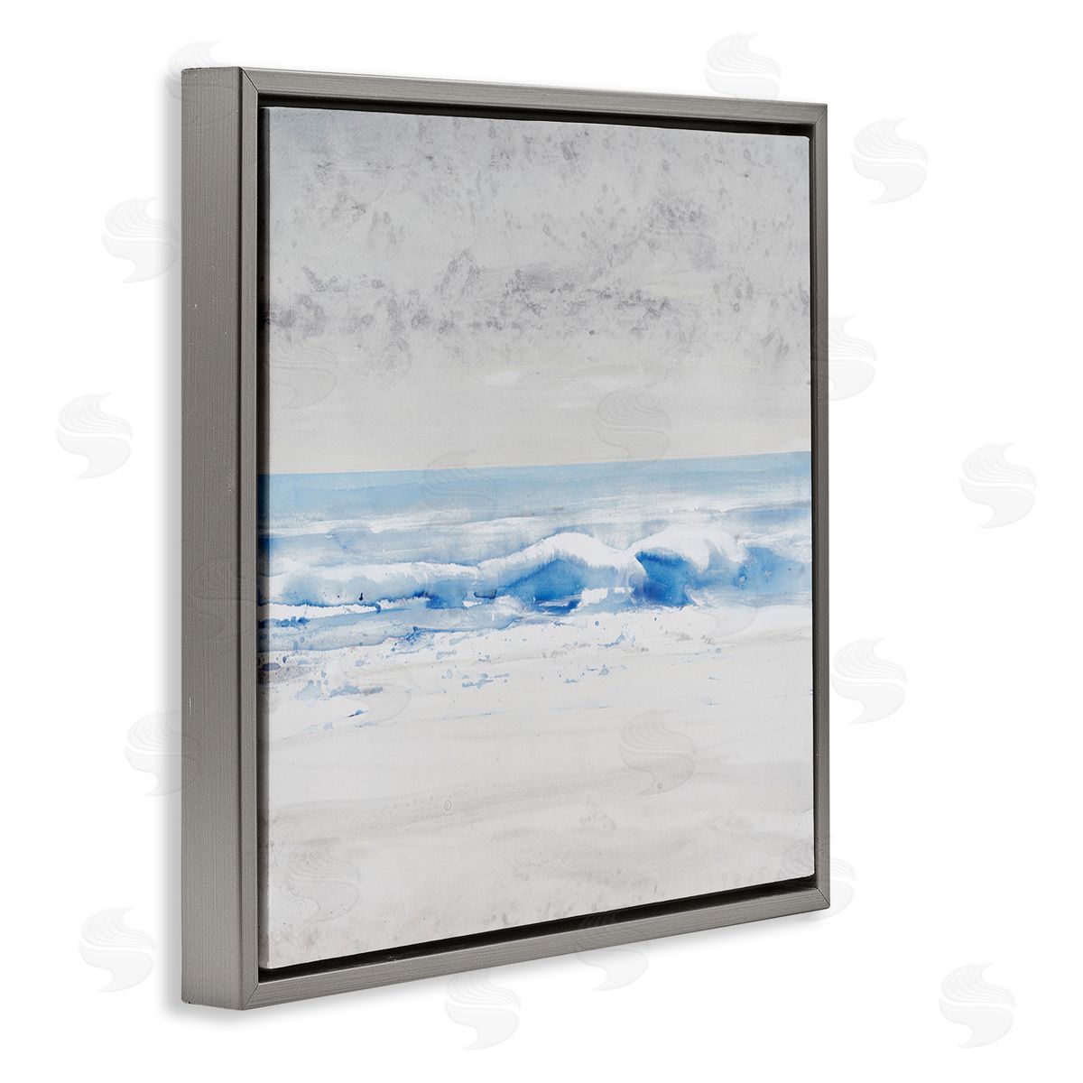 Tim O'Toole Abstract Ocean Shoreline Waves Nautical Beach Design Gray Floating Frame Canvas Wall Art Print