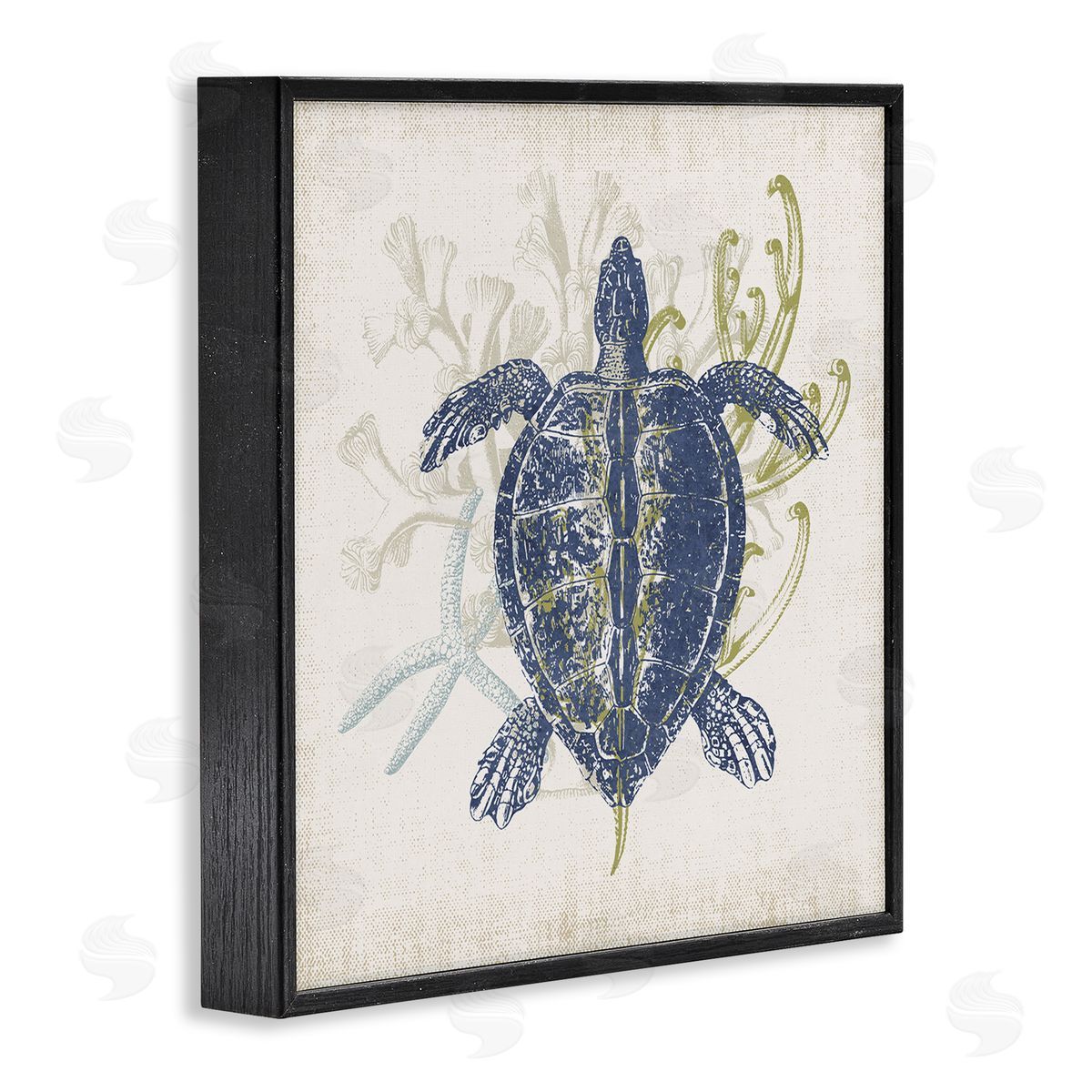 Victoria Barnes Detailed Sea Turtle Layered Coral Aquatic Life Black Framed Glicee Wall Art Print
