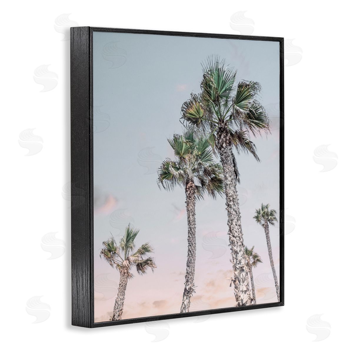 Natalie Carpentieri Tall Tropical Palm Trees Clear Sunset Sky Black Framed Giclee Wall Art Print