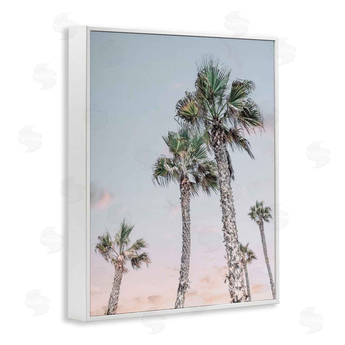 Natalie Carpentieri Tall Tropical Palm Trees Clear Sunset Sky White Framed Giclee Wall Art Print