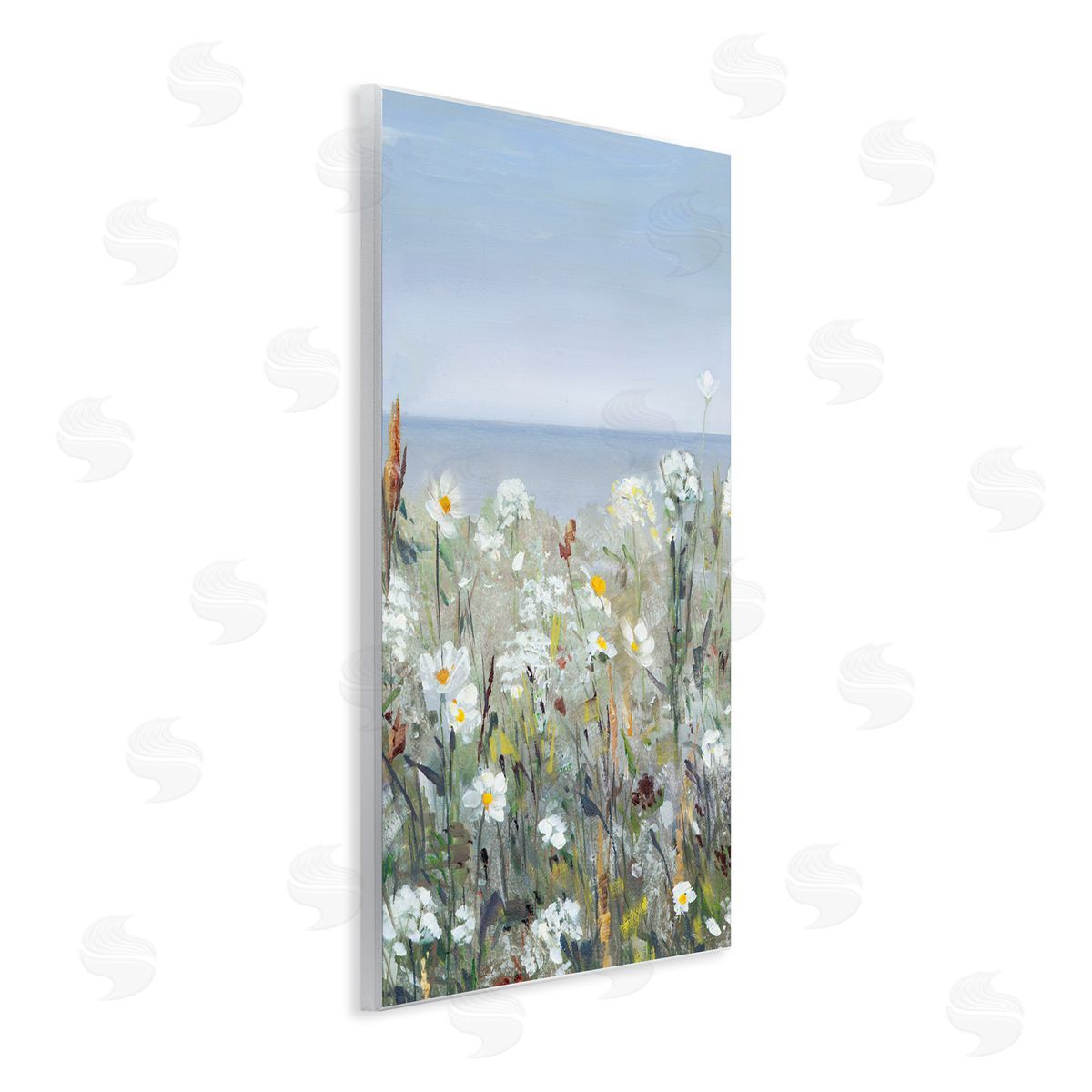 Sally Swatland Pleasant Summer Flower Field Distant Beach Shore Wall Plaque Art Print