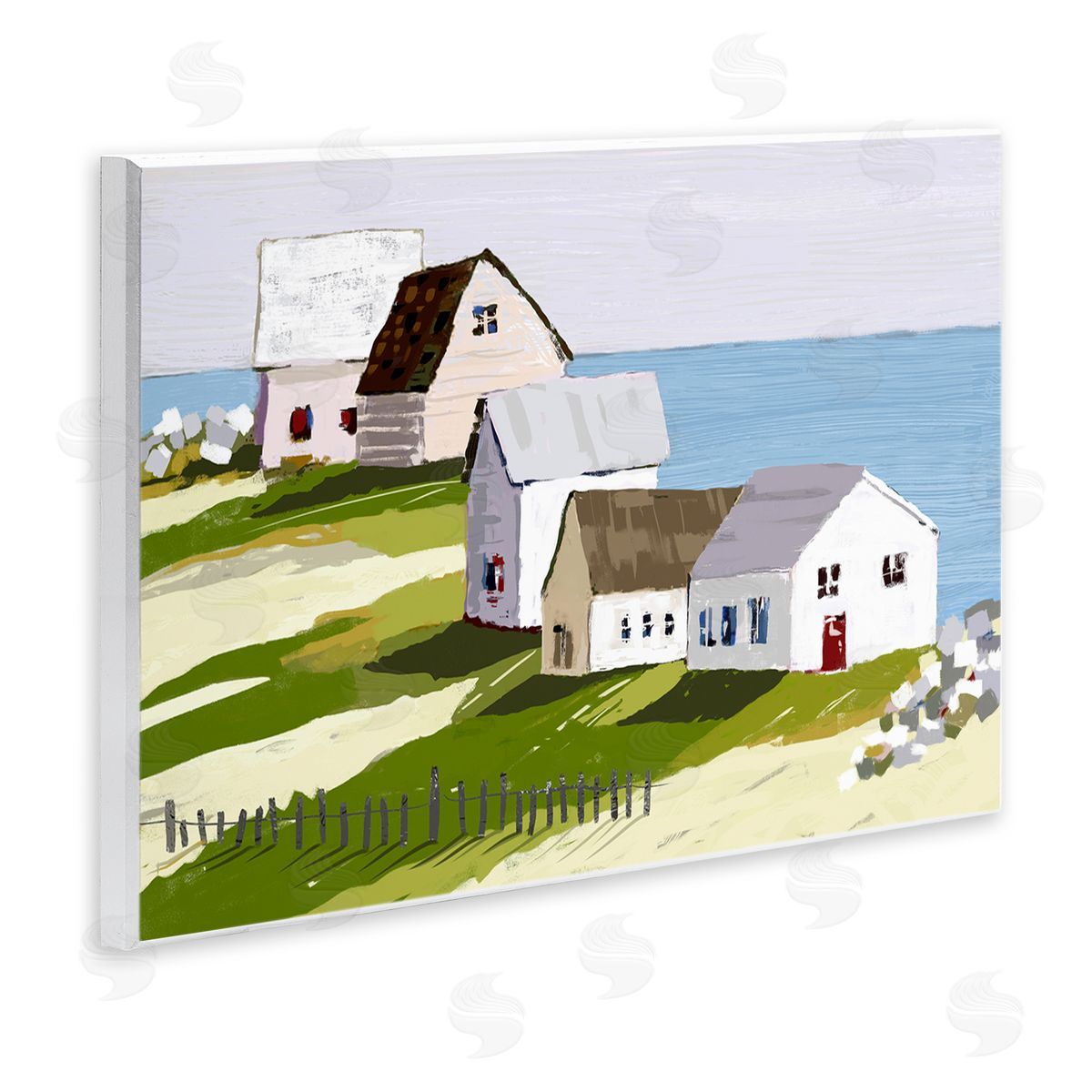 Tina Finn Quaint Seaside Cottages Overlooking Vast Ocean Landscape Wall Plaque Art Print