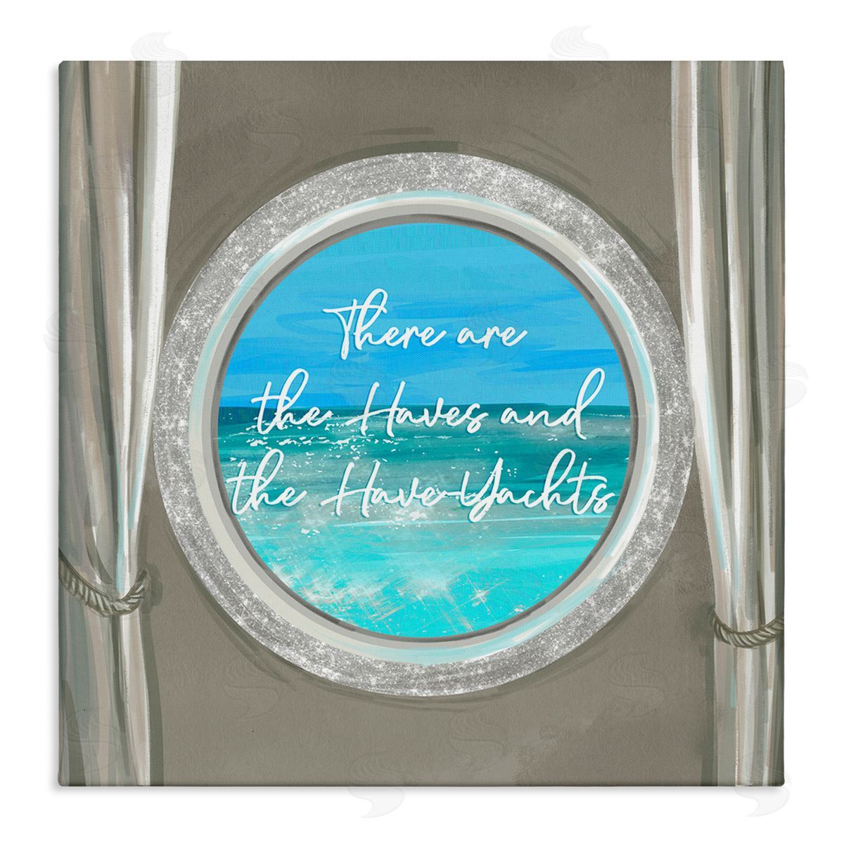 Ziwei Li Haves & Have Yachts Bling Boat Porthole View Stretched Canvas Wall Art Print