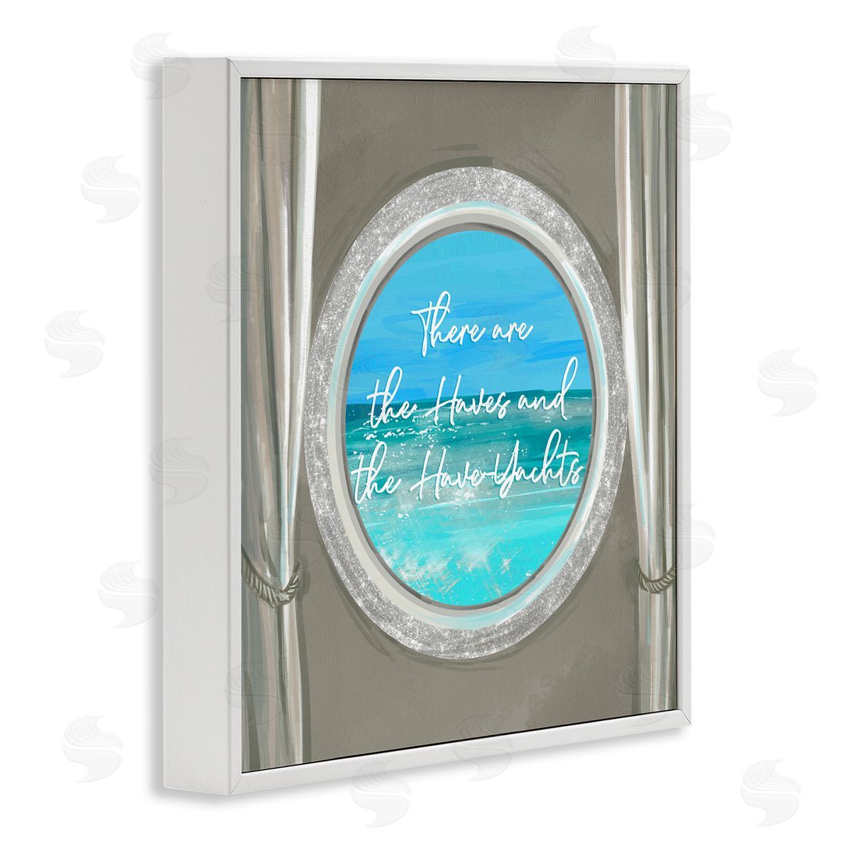 Ziwei Li Haves & Have Yachts Bling Boat Porthole View White Framed Glicee Wall Art Print