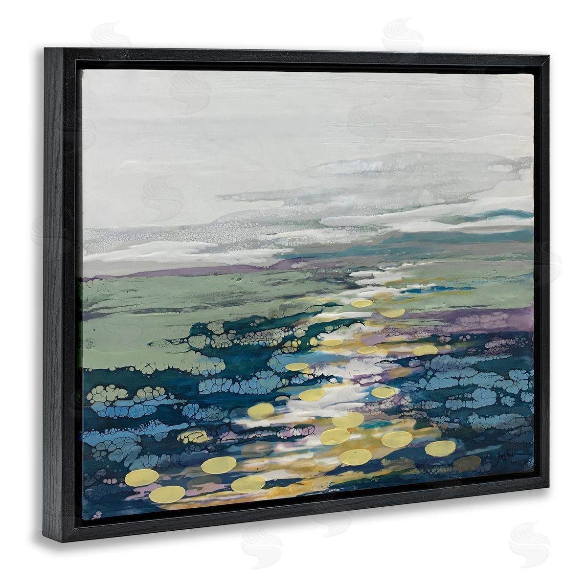 Stacy Gresell Vivid Sea Water Ocean Surface Ripples  Black Floating Frame Canvas Wall Art Print
