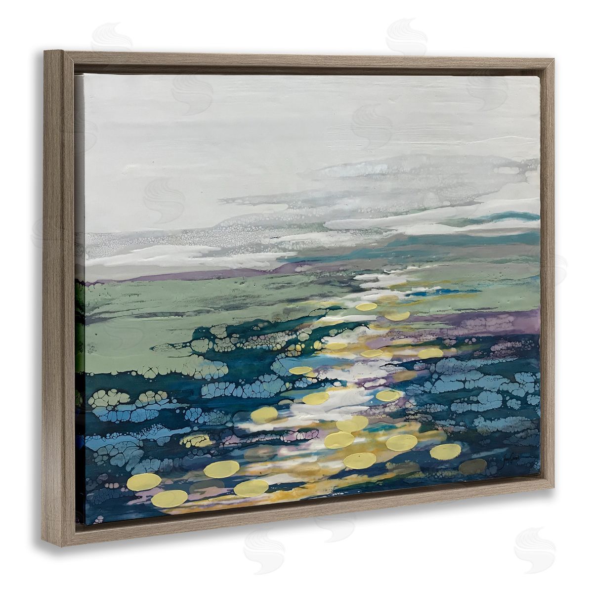 Stacy Gresell Vivid Sea Water Ocean Surface Ripples  Brown Floating Frame Canvas Wall Art Print