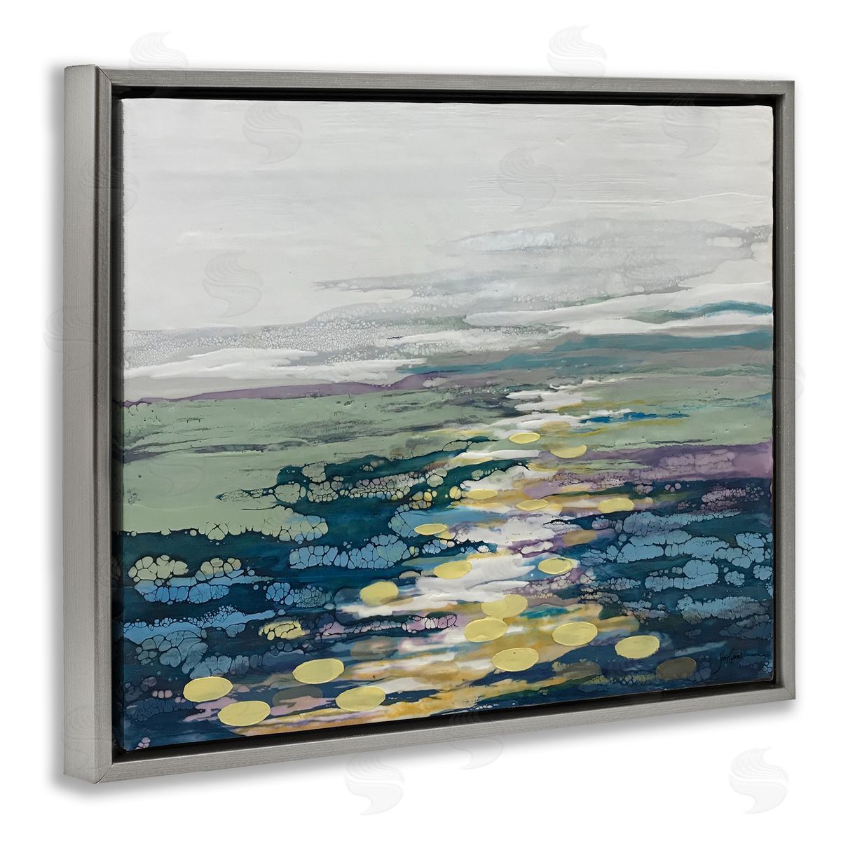 Stacy Gresell Vivid Sea Water Ocean Surface Ripples  Gray Floating Frame Canvas Wall Art Print