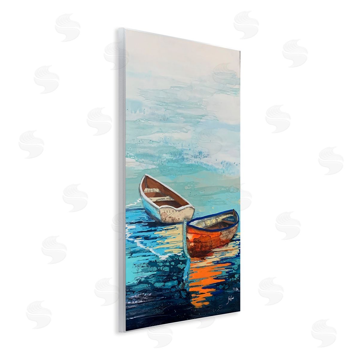 Stacy Gresell Quiet Boats Drifting Vivid Ocean Surface Reflection Wall Plaque Art Print
