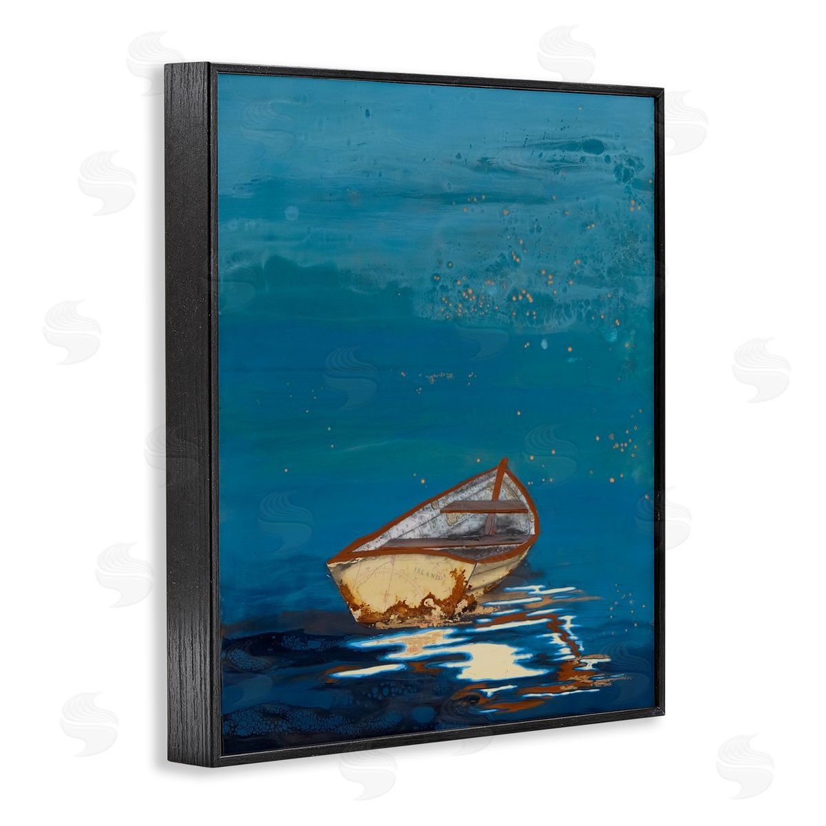 Stacy Gresell Single Boat Ocean Surface Layered Marine  Black Framed Giclee Wall Art Print