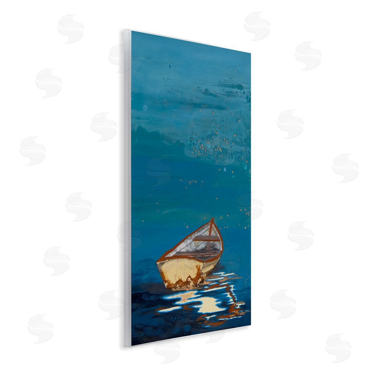 Stacy Gresell Single Boat Ocean Surface Layered Marine  Wall Plaque Art Print