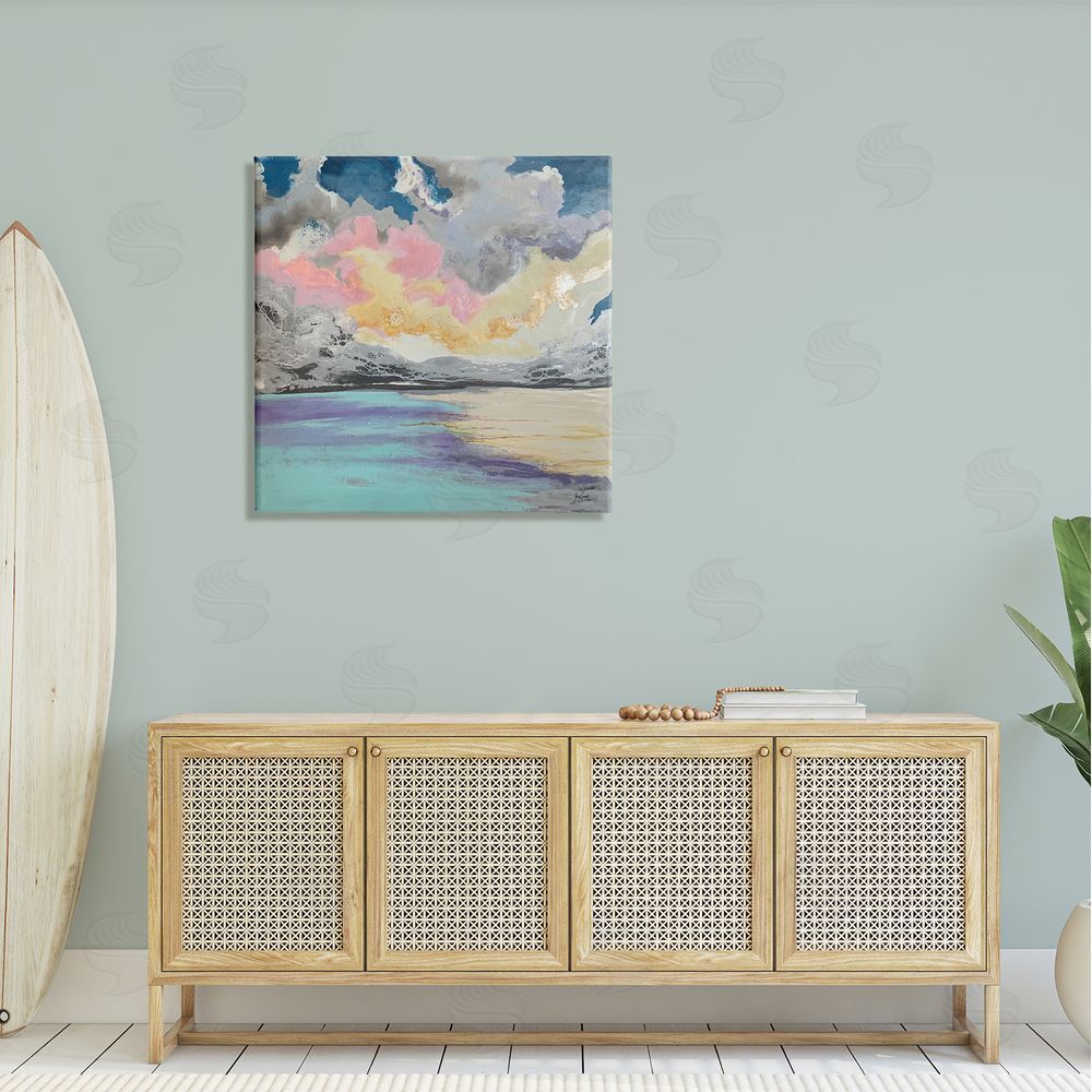 Stacy Gresell Modern Sunrise Clouds Panoramic Ocean Surface View Canvas Wall Art in Room