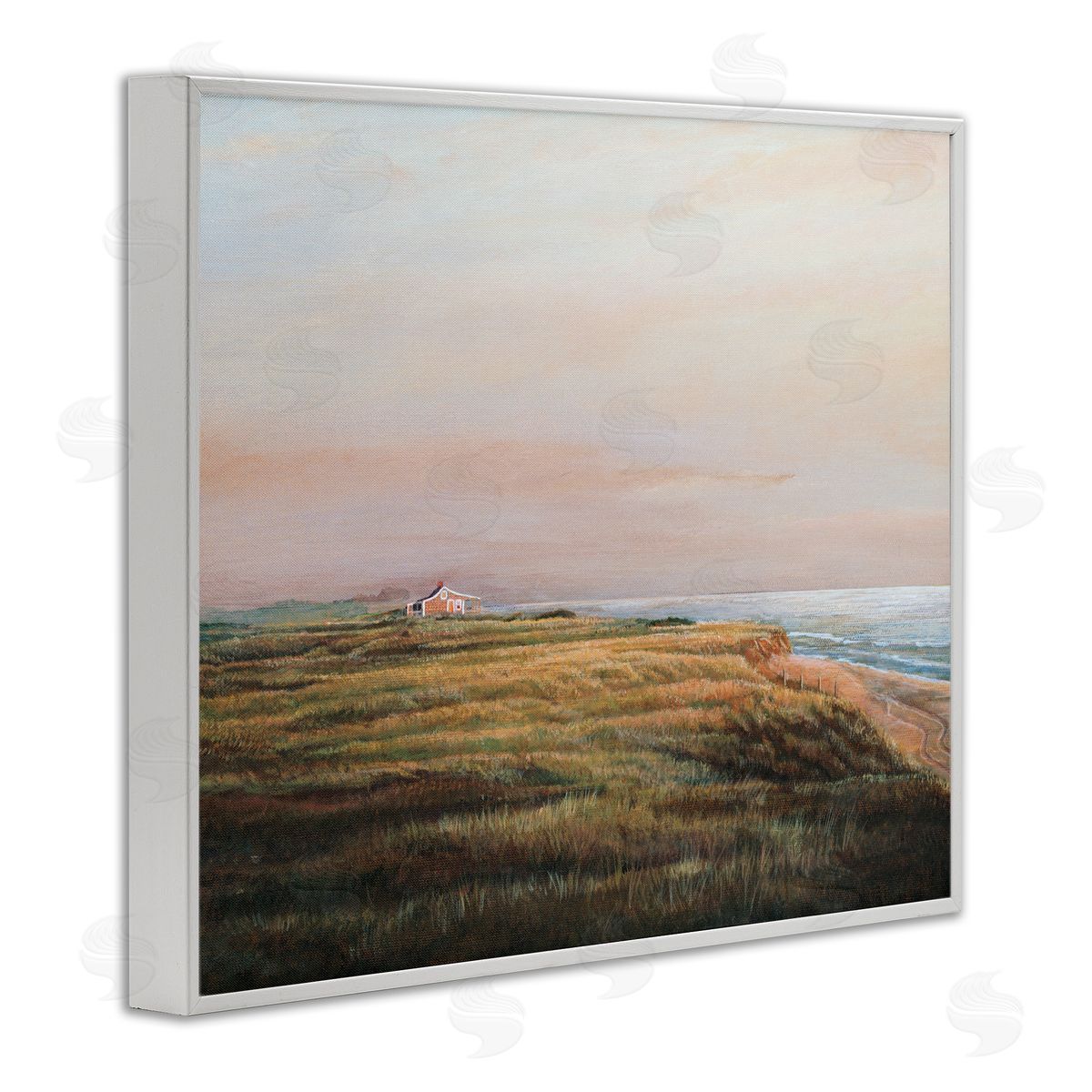 Tom Mielko Distant Seaside Cottage Rural Beach Ocean View  White Framed Giclee Wall Art Print