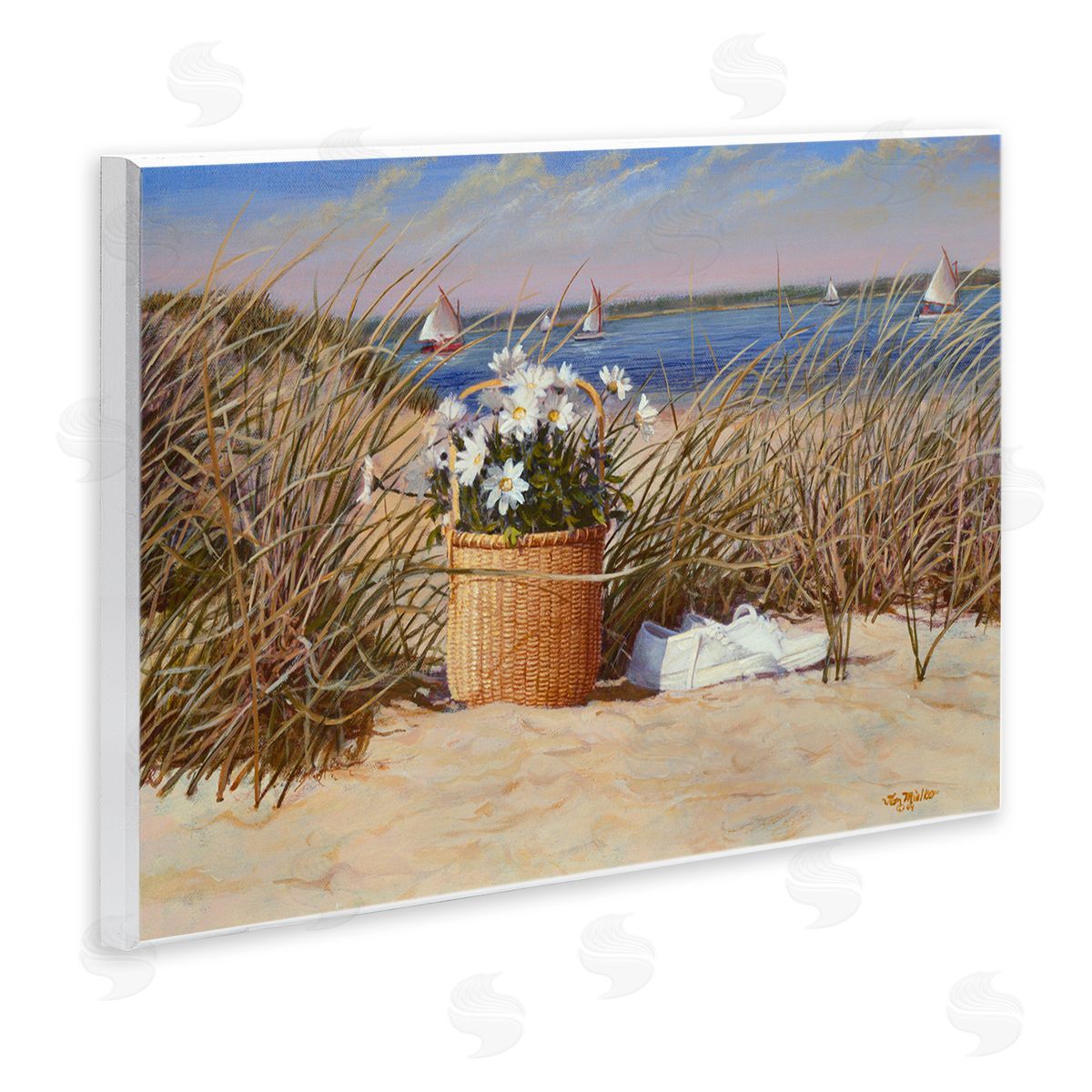 Tom Mielko Coastal Flower Blossom Basket Windblown Beach Grass Wall Plaque Art Print