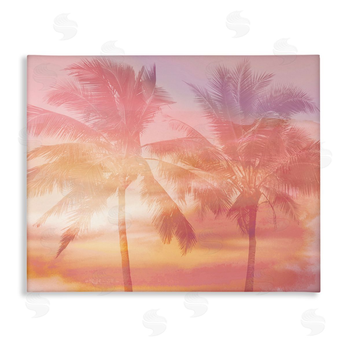 Mia Jensen Summer Palm Trees Sunrise Tropical Windblown Leaves  Stretched Canvas Wall Art Print