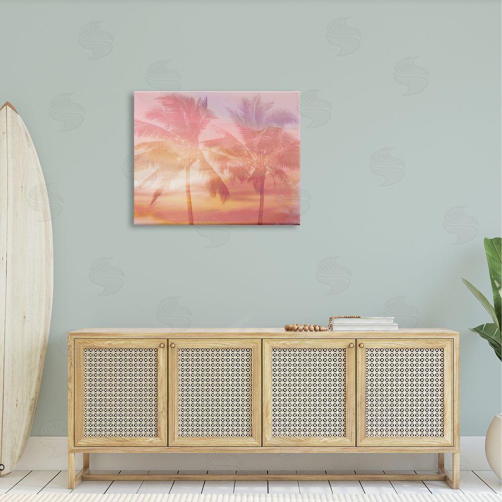 Mia Jensen Summer Palm Trees Sunrise Tropical Windblown Leaves  Canvas Wall Art Print in Room