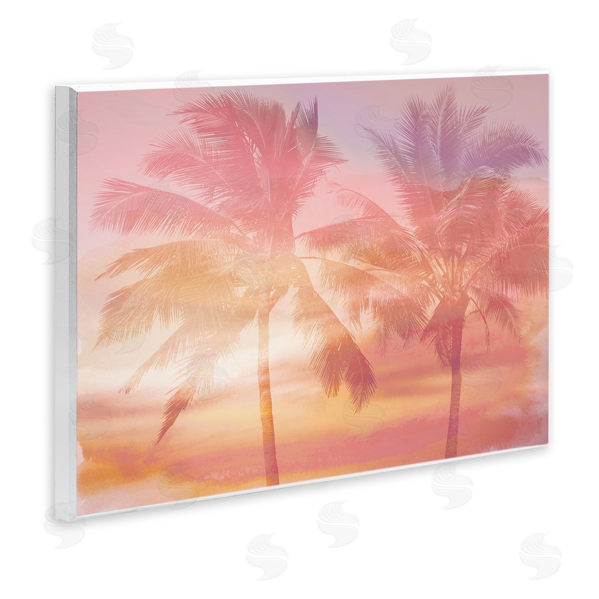 Mia Jensen Summer Palm Trees Sunrise Tropical Windblown Leaves  Wall Plaque Art Print