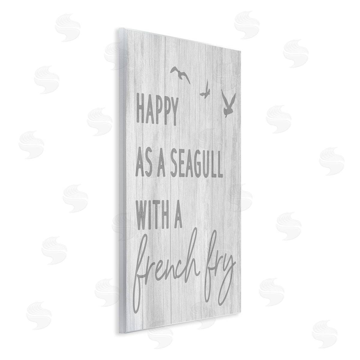 Stupell Studio Funny Happiness Phrase Rustic Seagull Beach Humor Wall Plaque Art Print