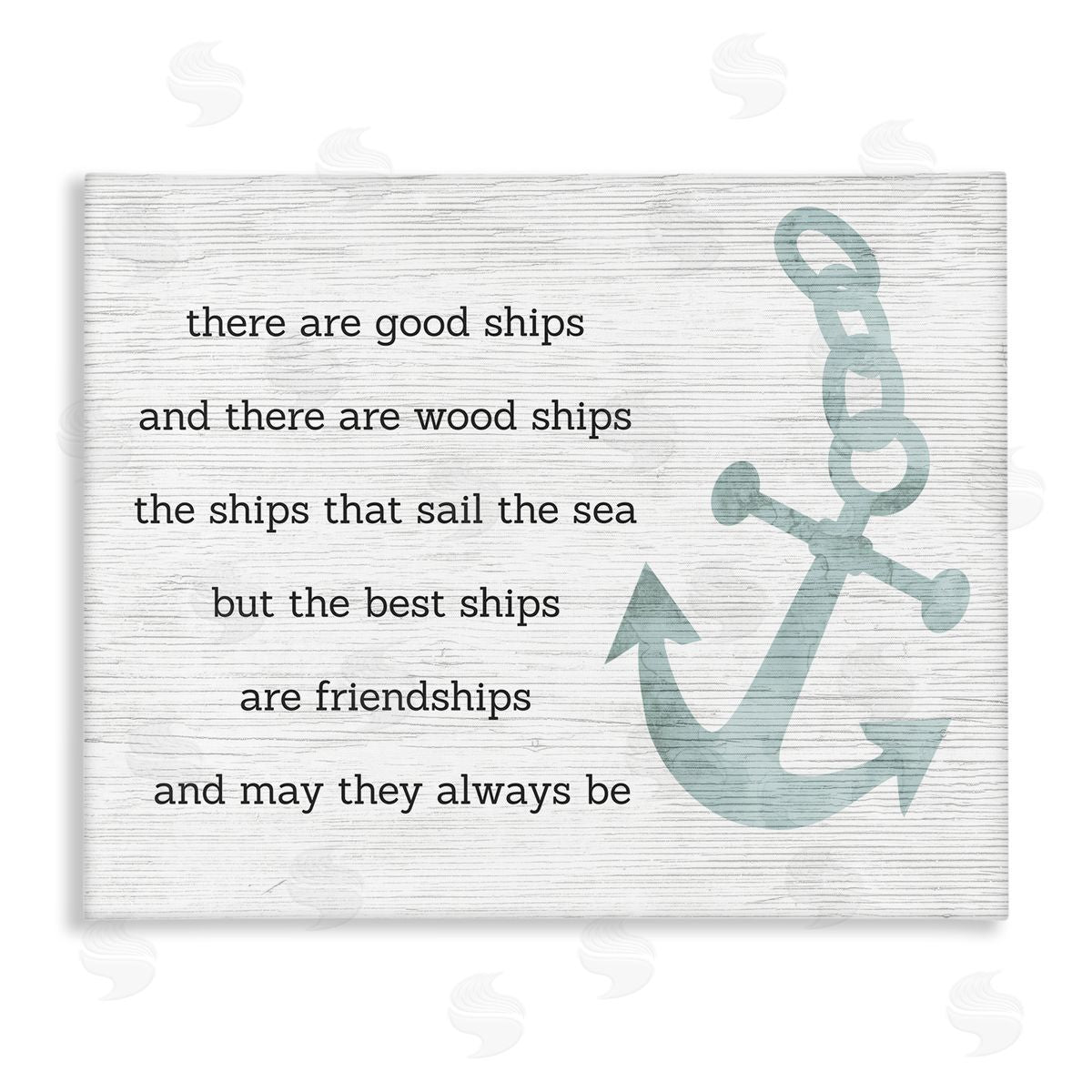 Stupell Studio Inspirational Friendship Quote Boat Ship Anchor Silhouette Stretched Canvas Wall Art Print