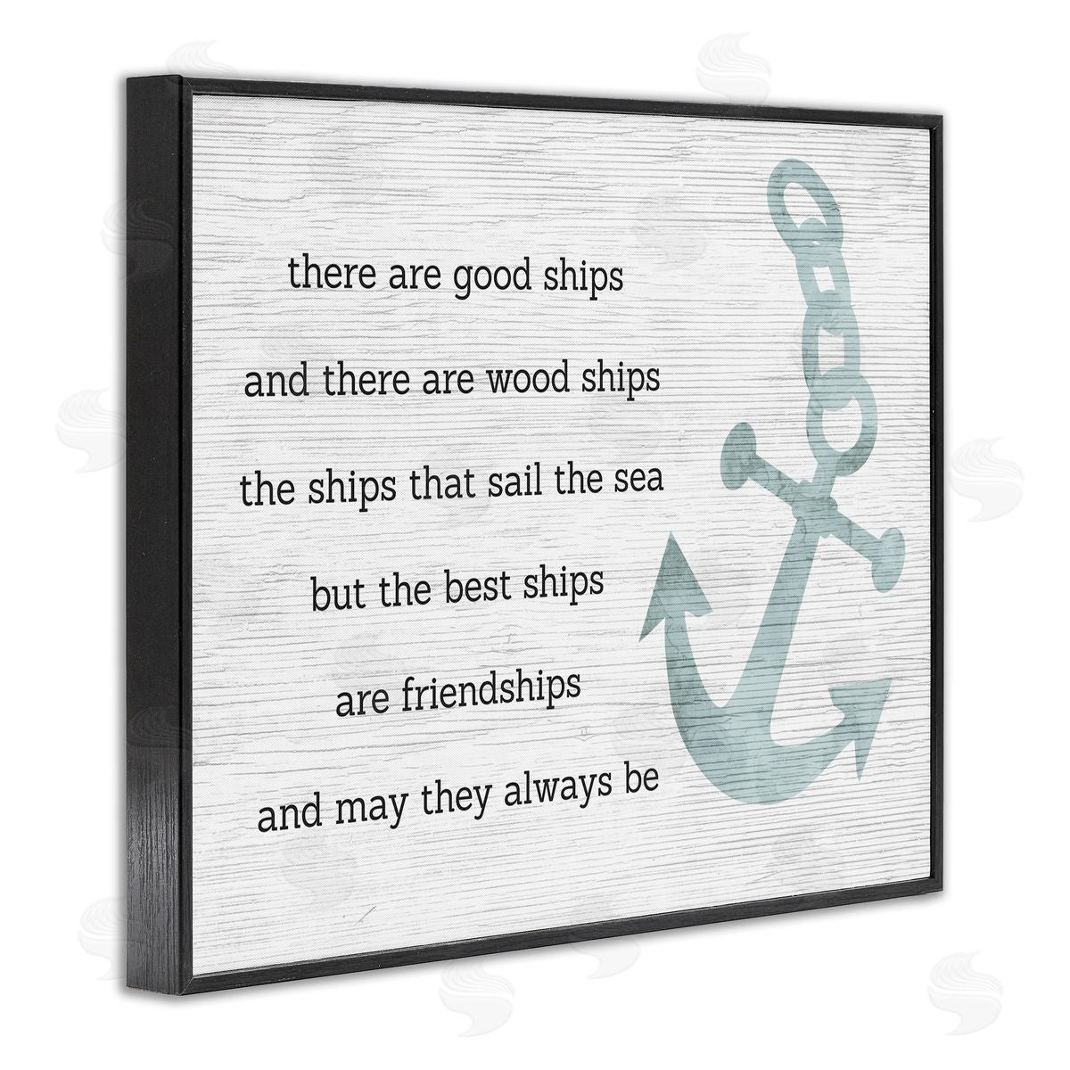 Stupell Studio Inspirational Friendship Quote Boat Ship Anchor Silhouette Black Framed Giclee Wall Art Print