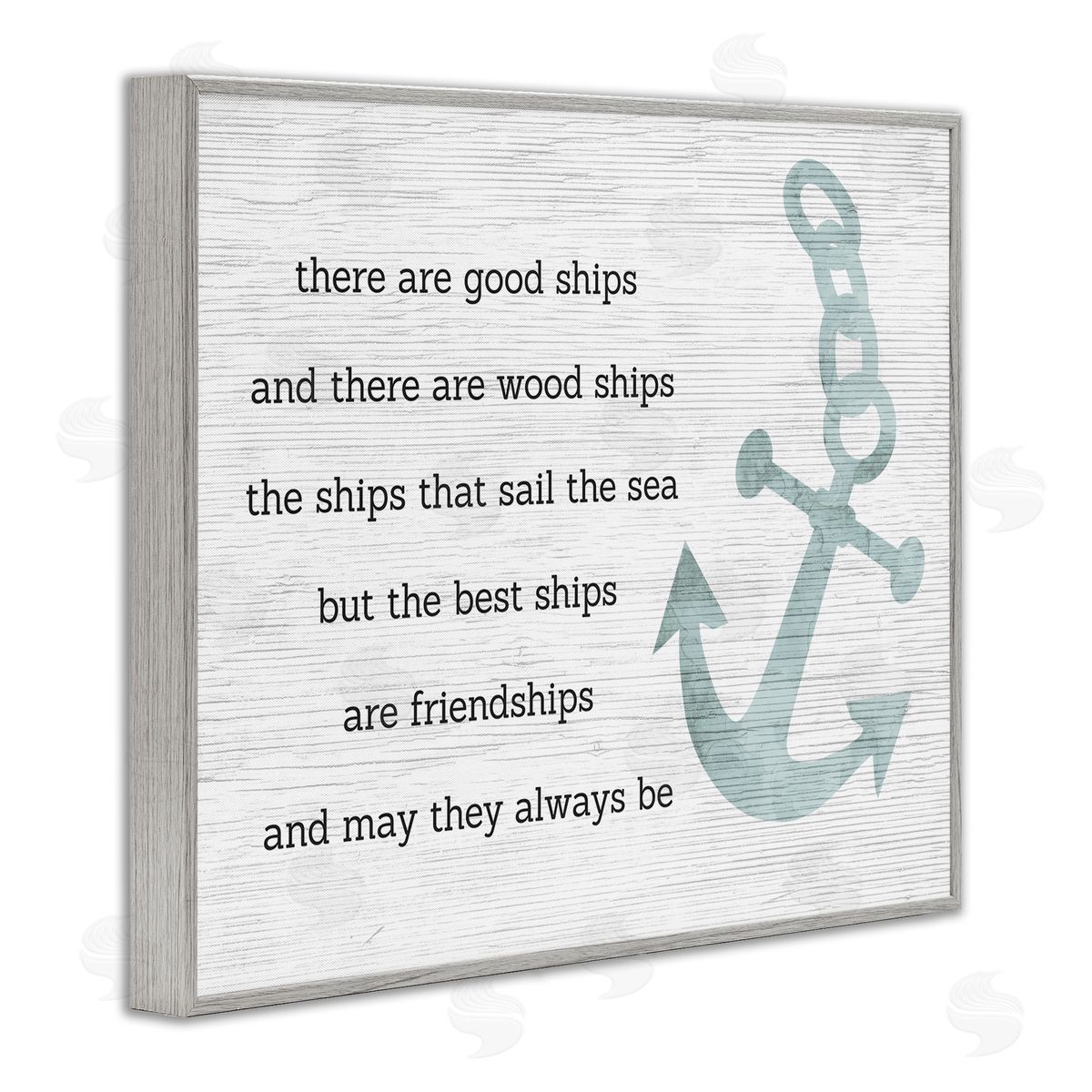 Stupell Studio Inspirational Friendship Quote Boat Ship Anchor Silhouette Gray Framed Giclee Wall Art Print