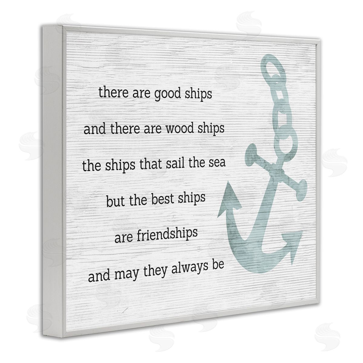 Stupell Studio Inspirational Friendship Quote Boat Ship Anchor Silhouette White Framed Giclee Wall Art Print