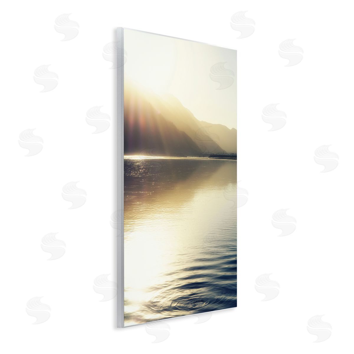 Savanah Plank Quiet Mountain Lake Water Ripples Sunrise Rays Wall Plaque Art Print