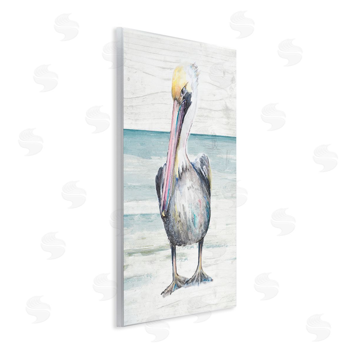 Pelican Bird Standing on Beach Wood Plaque Wall Art, Home Decor by Patricia Pinto
