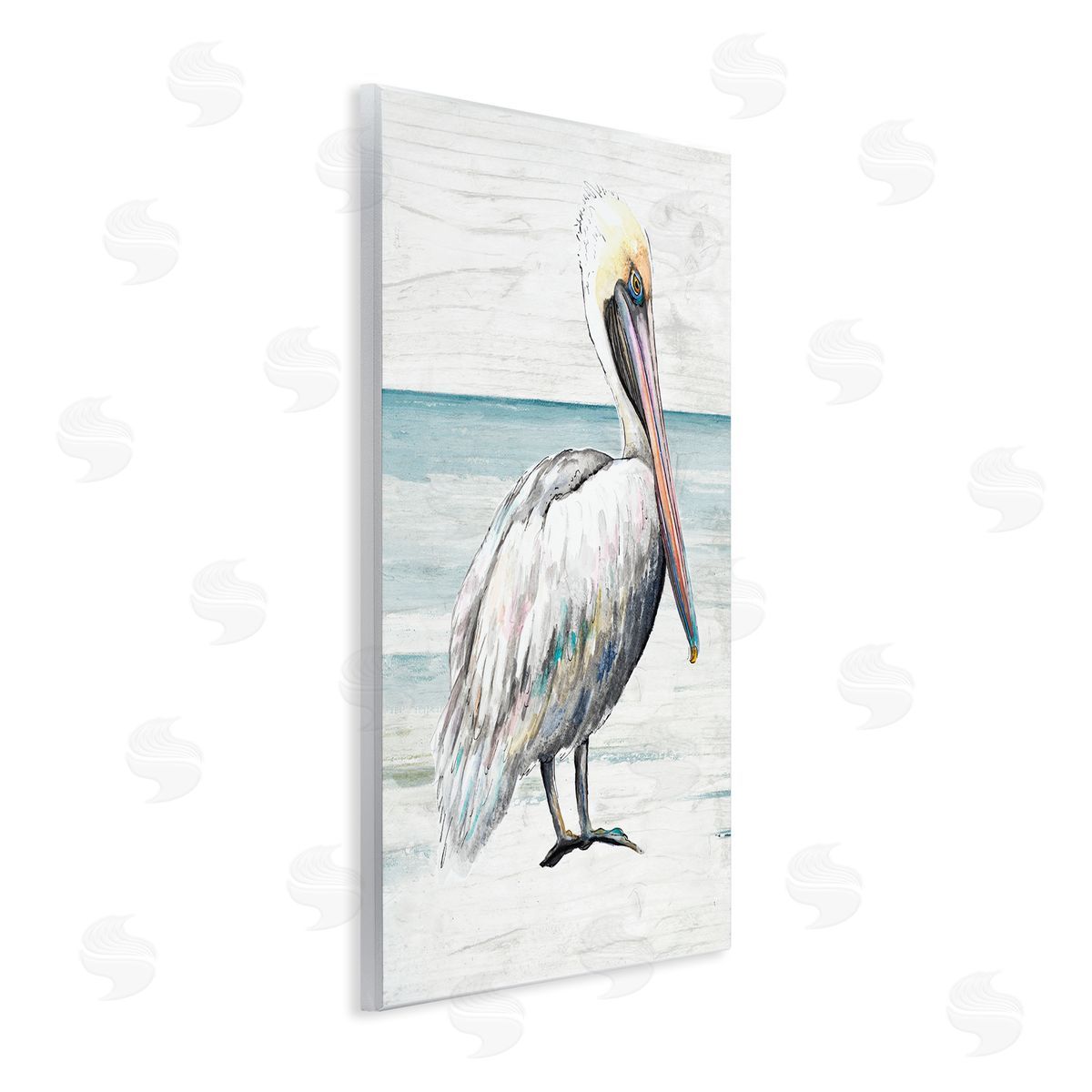 Rustic Pelican on Shoreline Wood Plaque Wall Art, Home Decor by Patricia Pinto