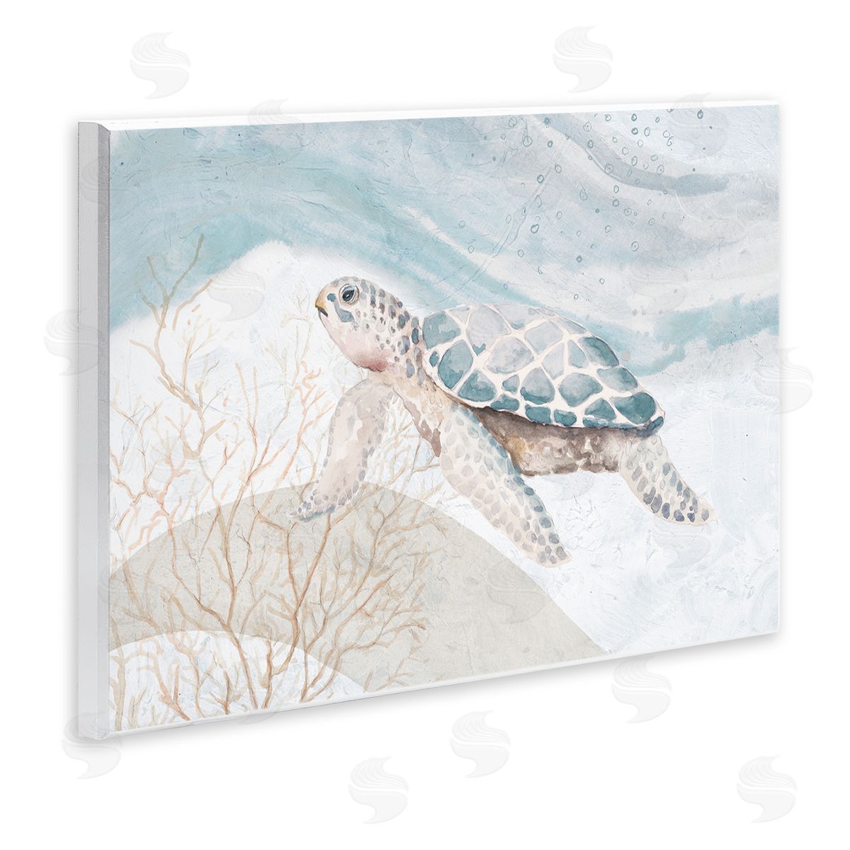 Patricia Pinto Pleasant Sea Turtle Drifting Ocean Bubble Waves Wall Plaque Art Print
