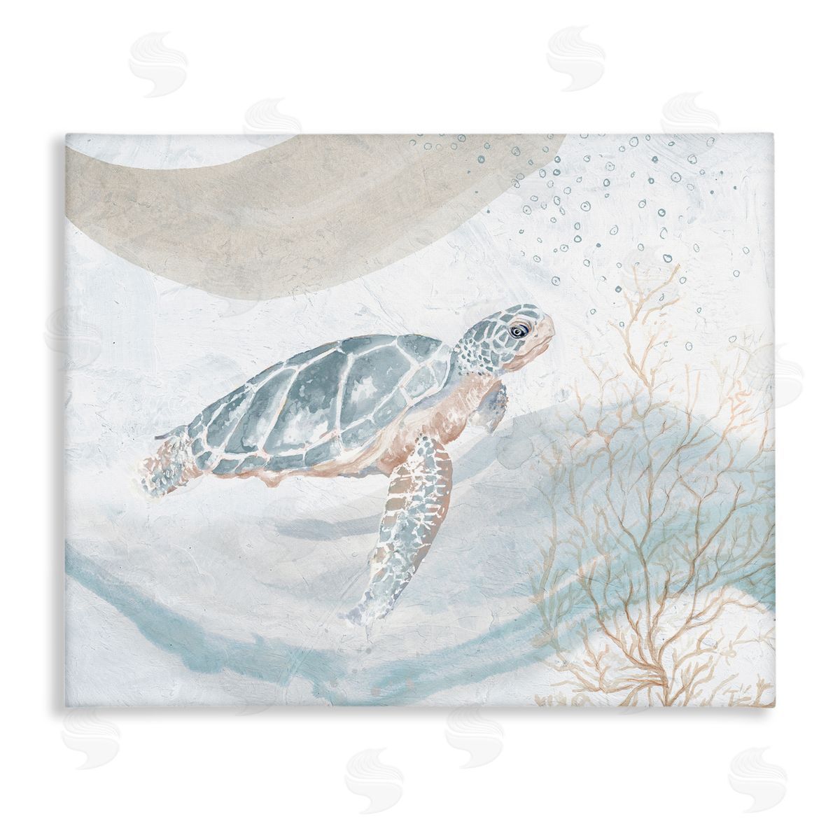 Patricia Pinto Drifting Sea Turtle Serene Ocean Wave Atmosphere  Stretched Canvas Wall Art Print