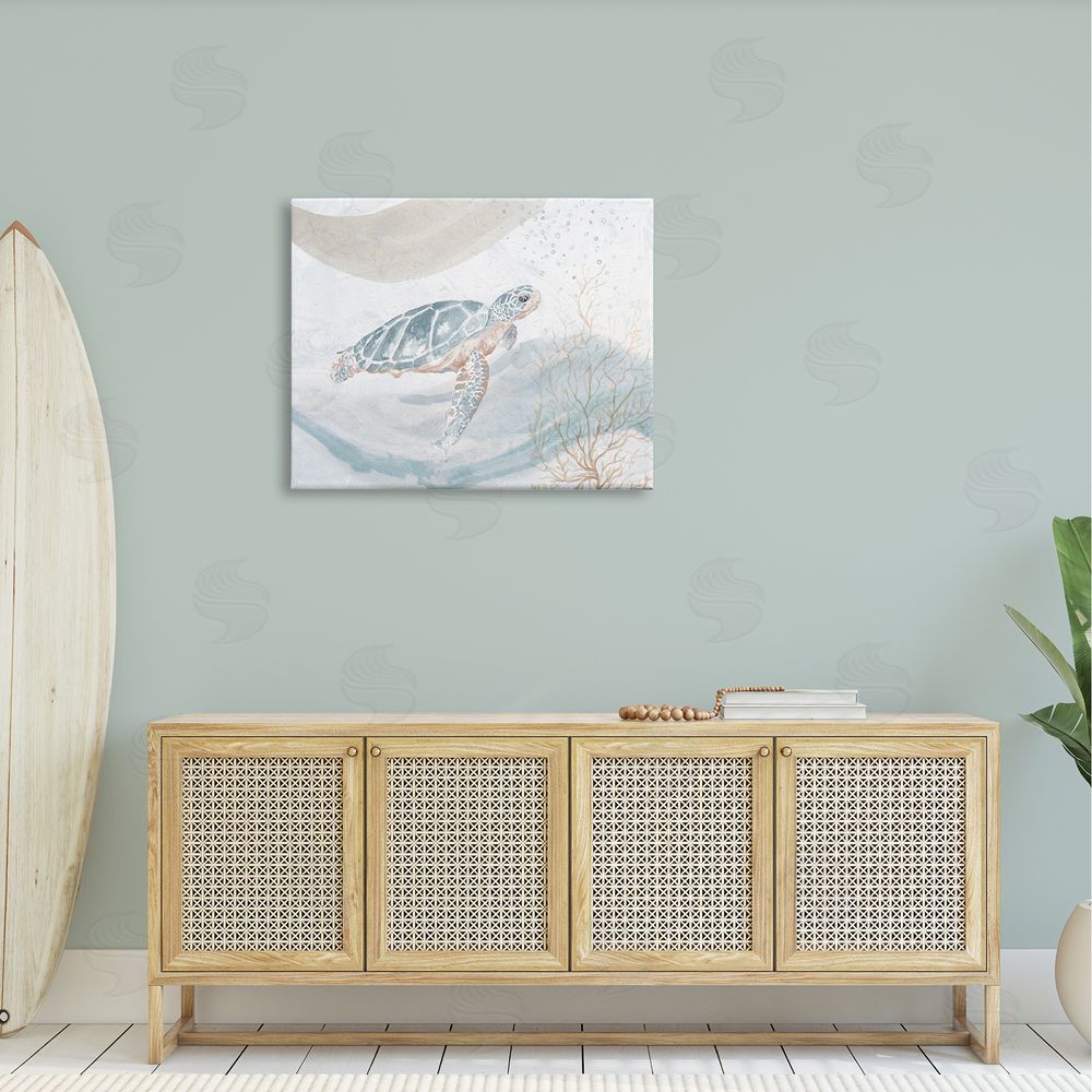 Patricia Pinto Drifting Sea Turtle Serene Ocean Wave Atmosphere  Canvas Wall Art Print in Room