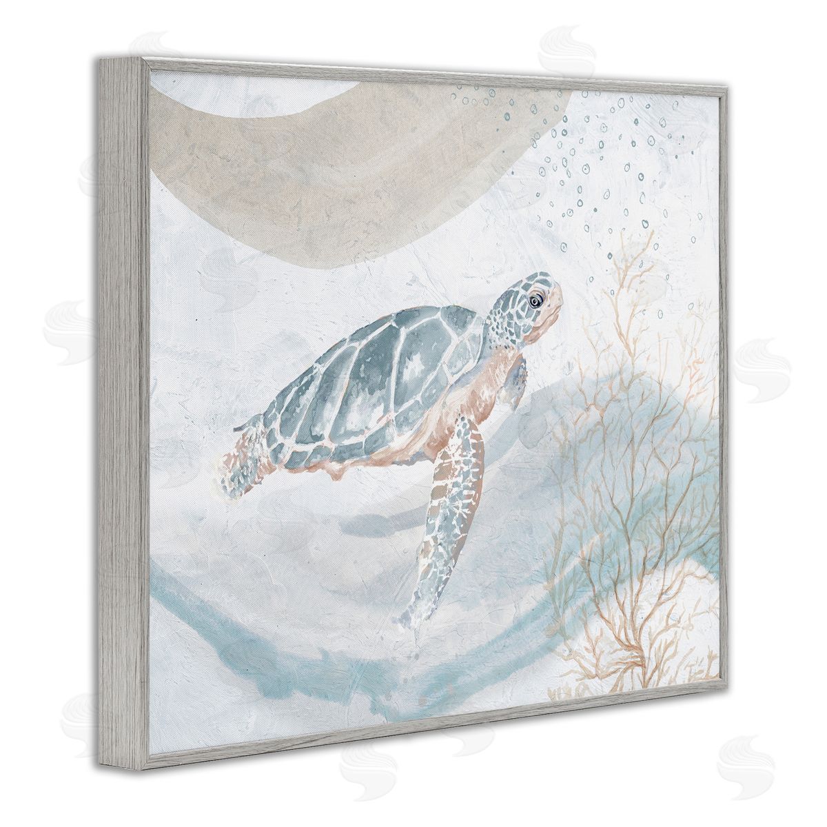 Patricia Pinto Drifting Sea Turtle Serene Ocean Wave Atmosphere  Gray Framed Giclee Wall Art Print