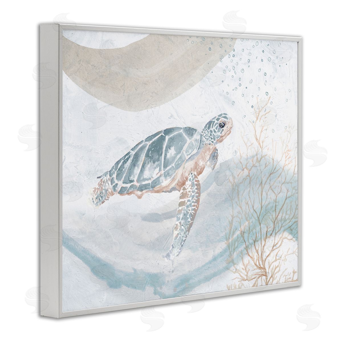 Patricia Pinto Drifting Sea Turtle Serene Ocean Wave Atmosphere  White Framed Giclee Wall Art Print