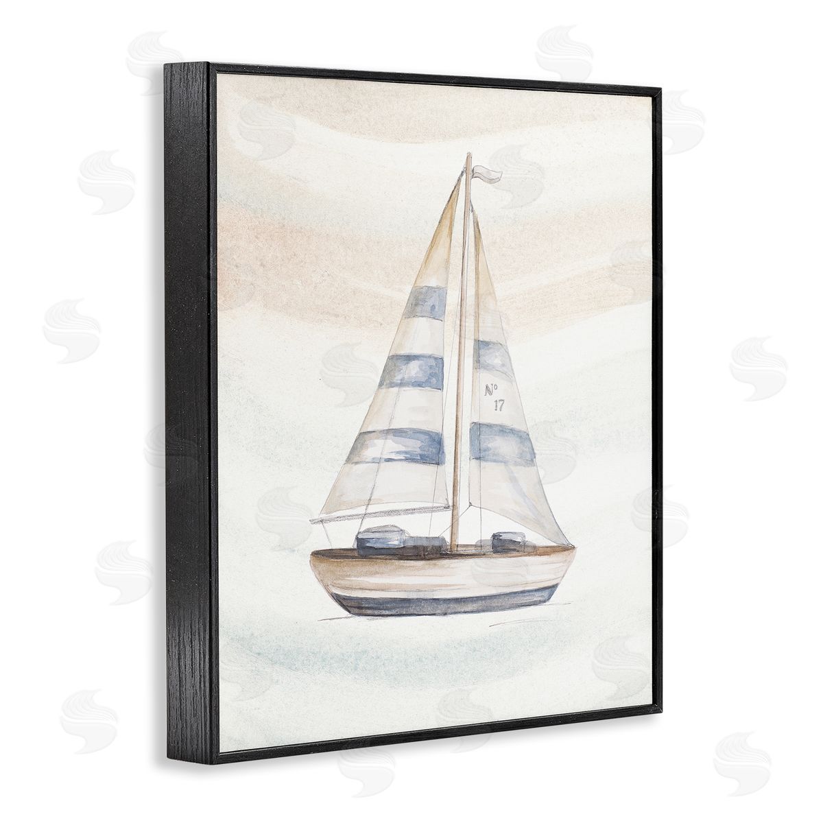 Patricia Pinto Nautical Sailboat Drifting Pale Abstract Ocean Waves  Black Framed Giclee Wall Art Print